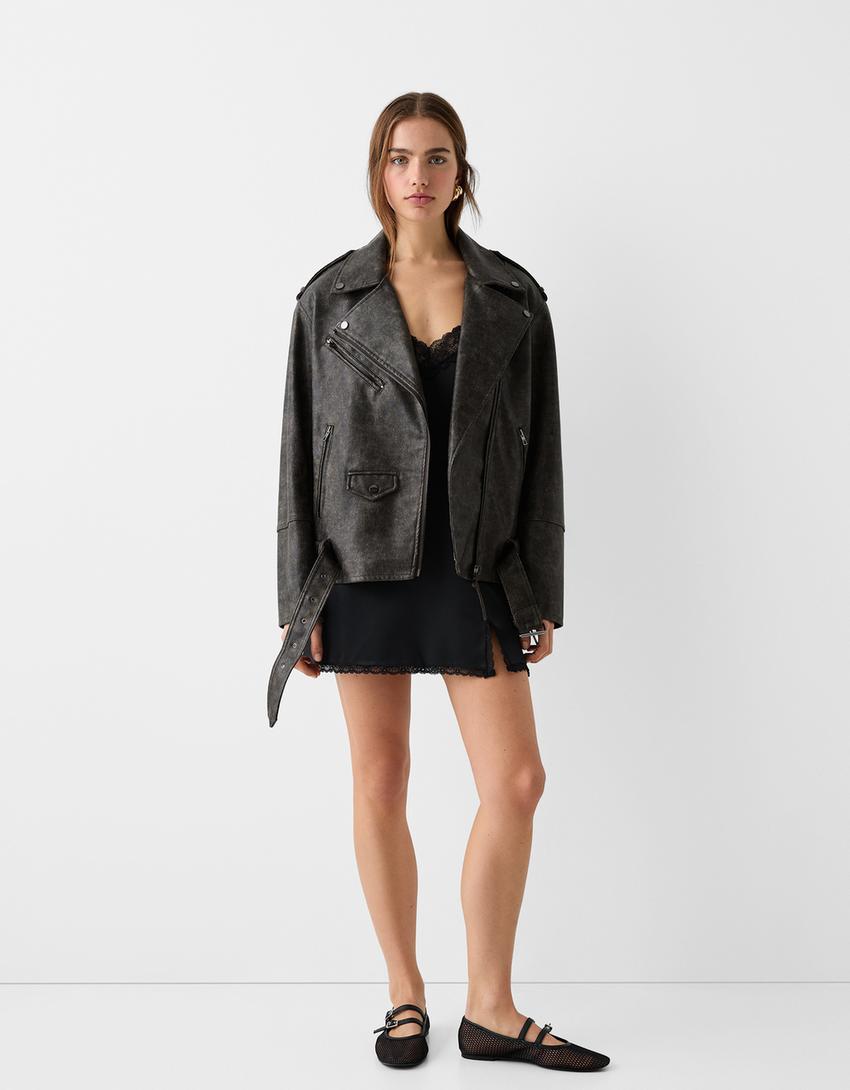 Distressed biker jacket-Grey-3