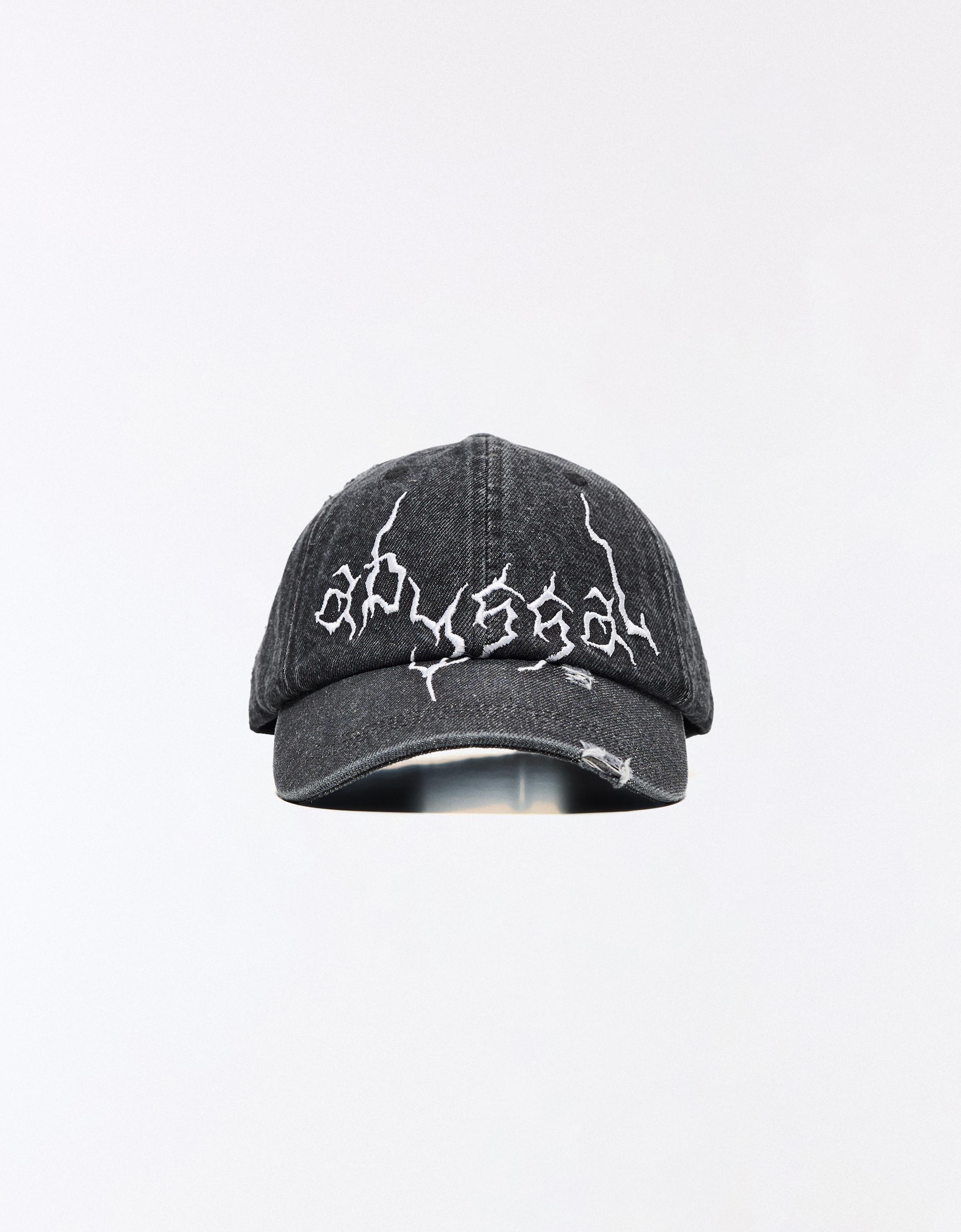 Washed denim cap — Black