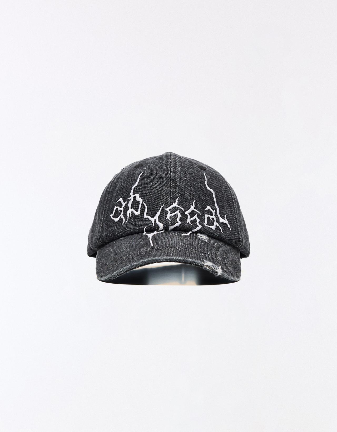 Washed denim cap — Black