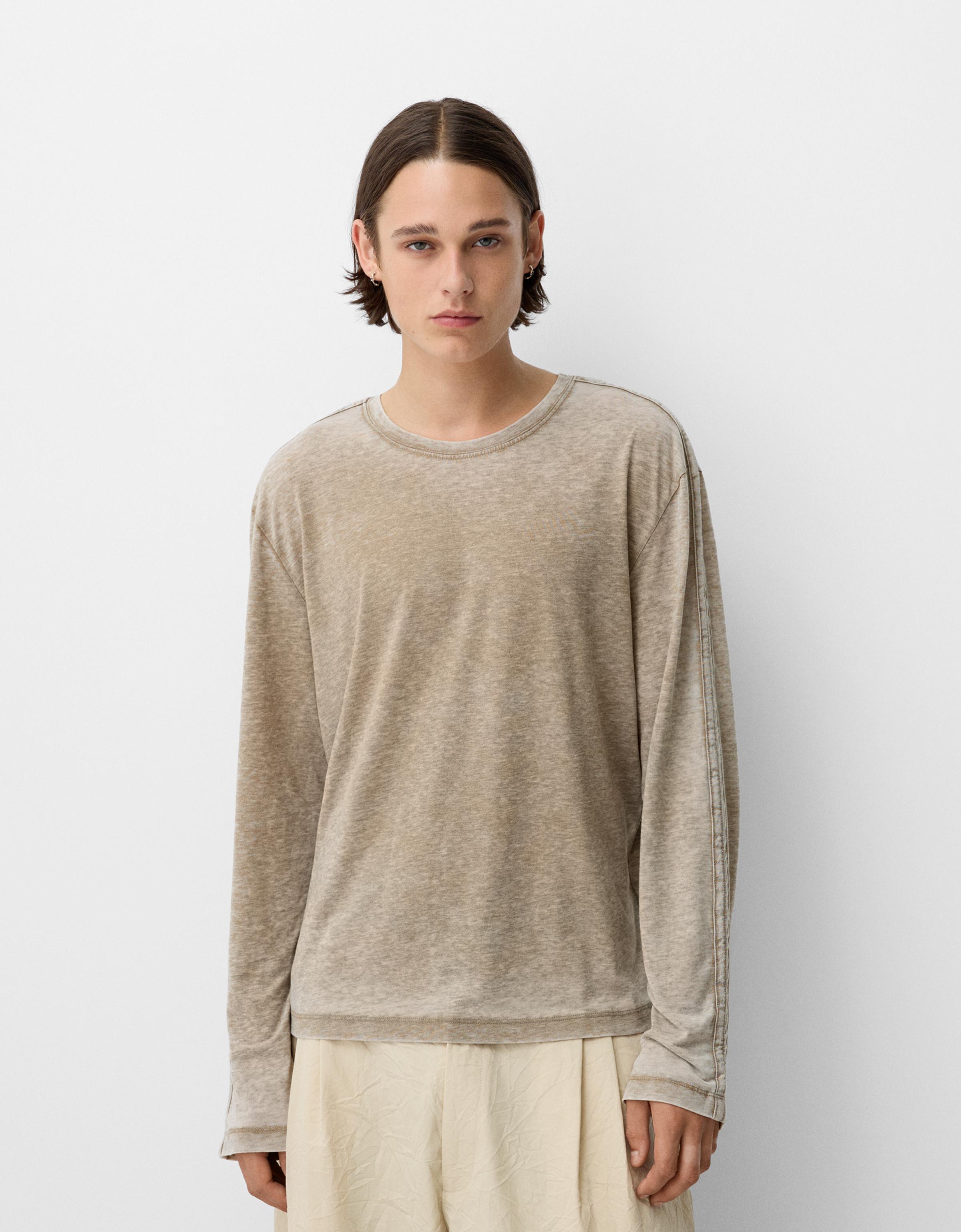 Bershka Langarmshirt Herren M Camel