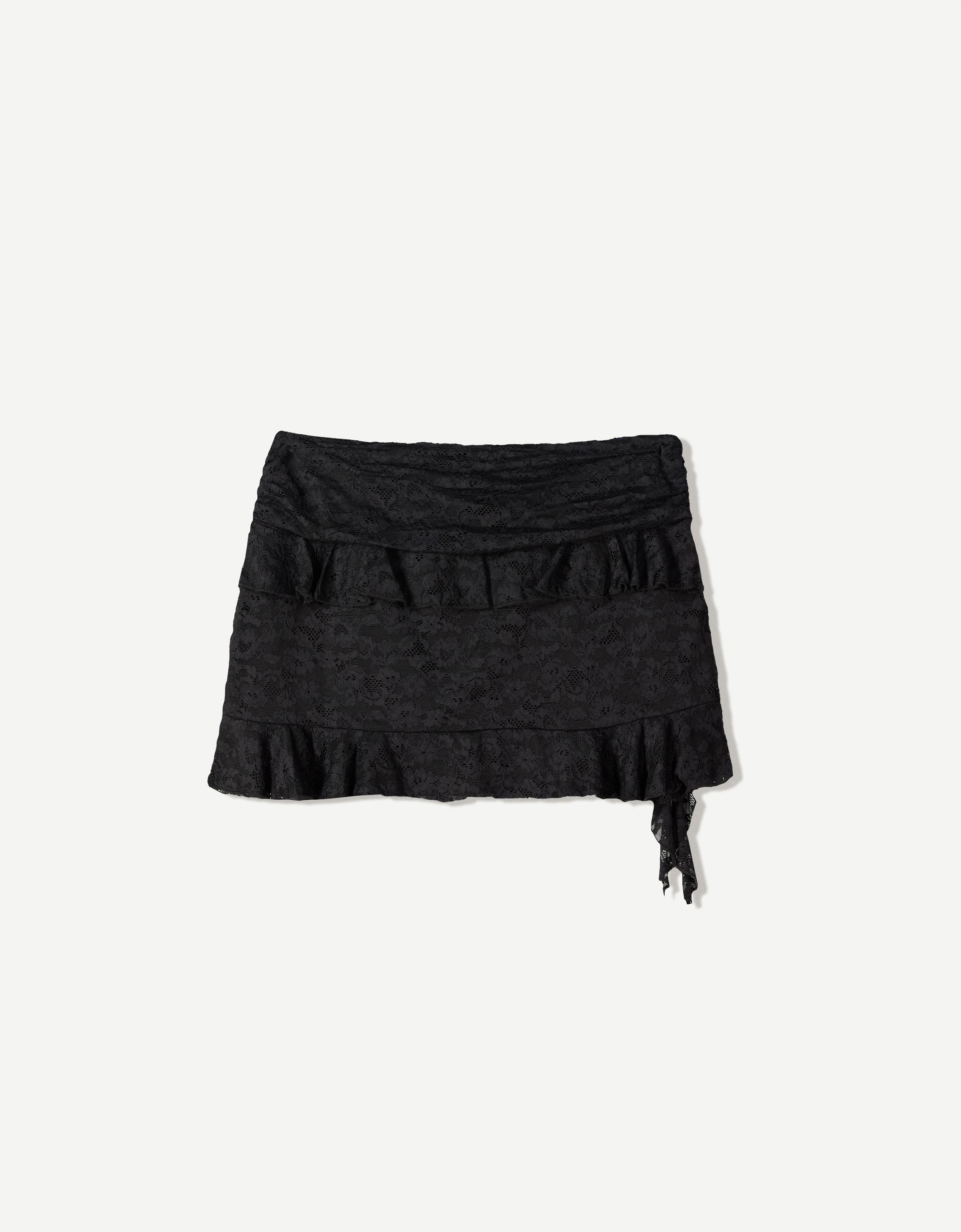 Blonde lace mini skirt with ruffles - Skirts - Women | Bershka