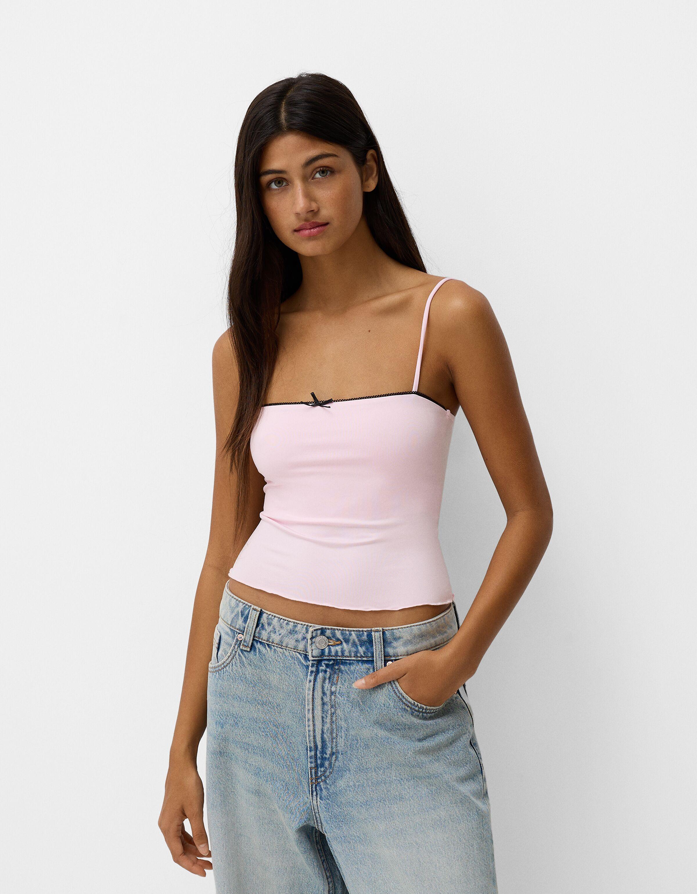 Top tirantes detalle lazo Mujer Bershka