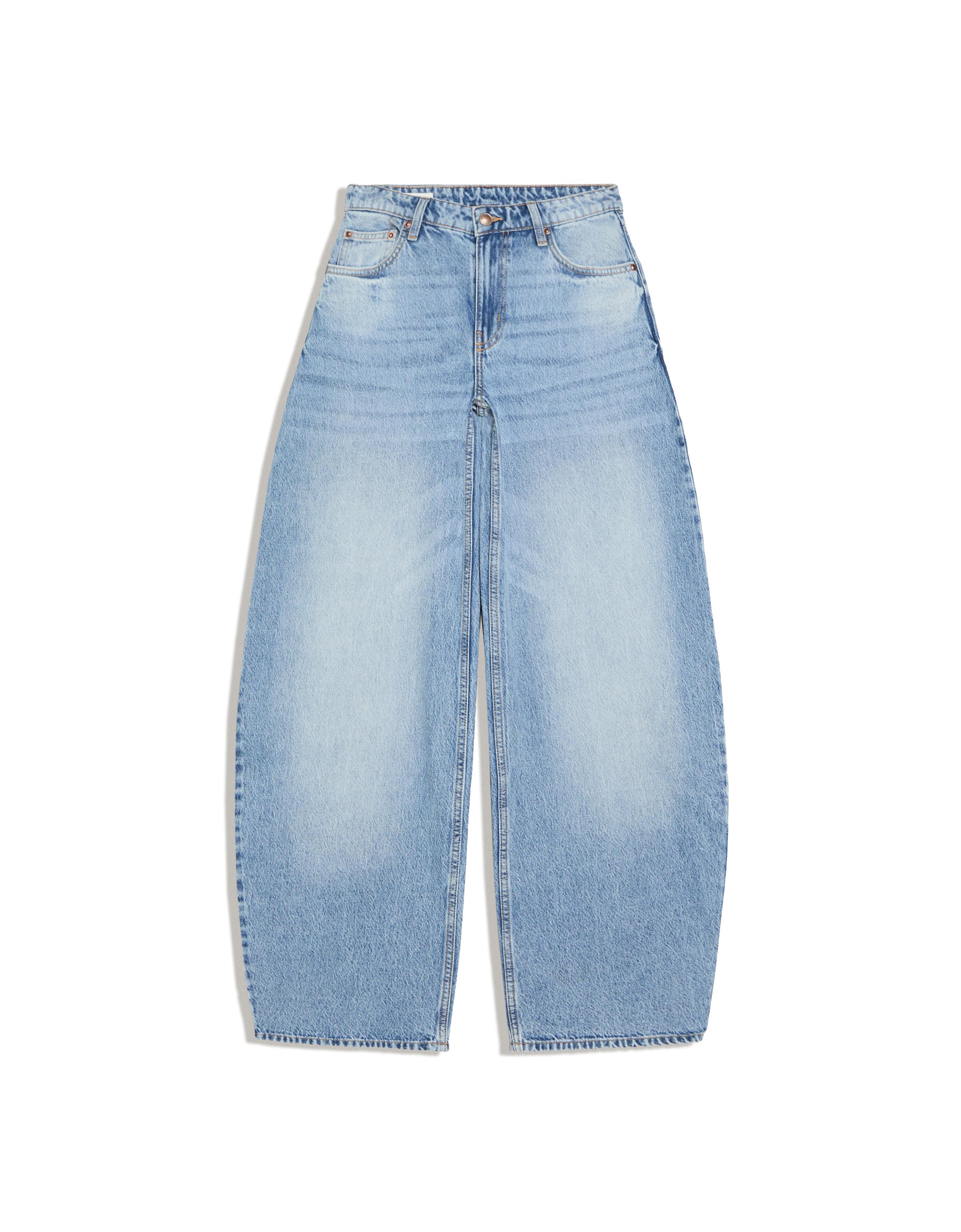 High-waist barrel jeans — Light blue
