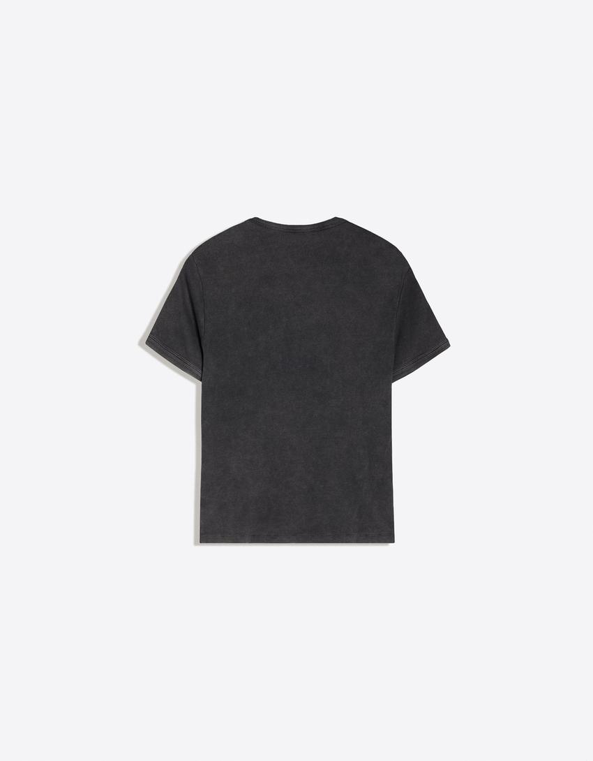 T-shirt côtelé slim fit-Gris