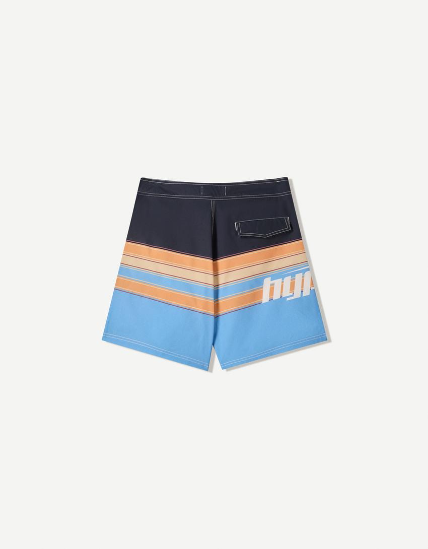 Bañador largo print-Turquesa