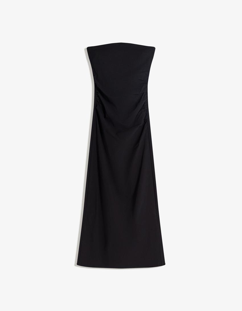 Vestido midi bandeau bengalina-Negro