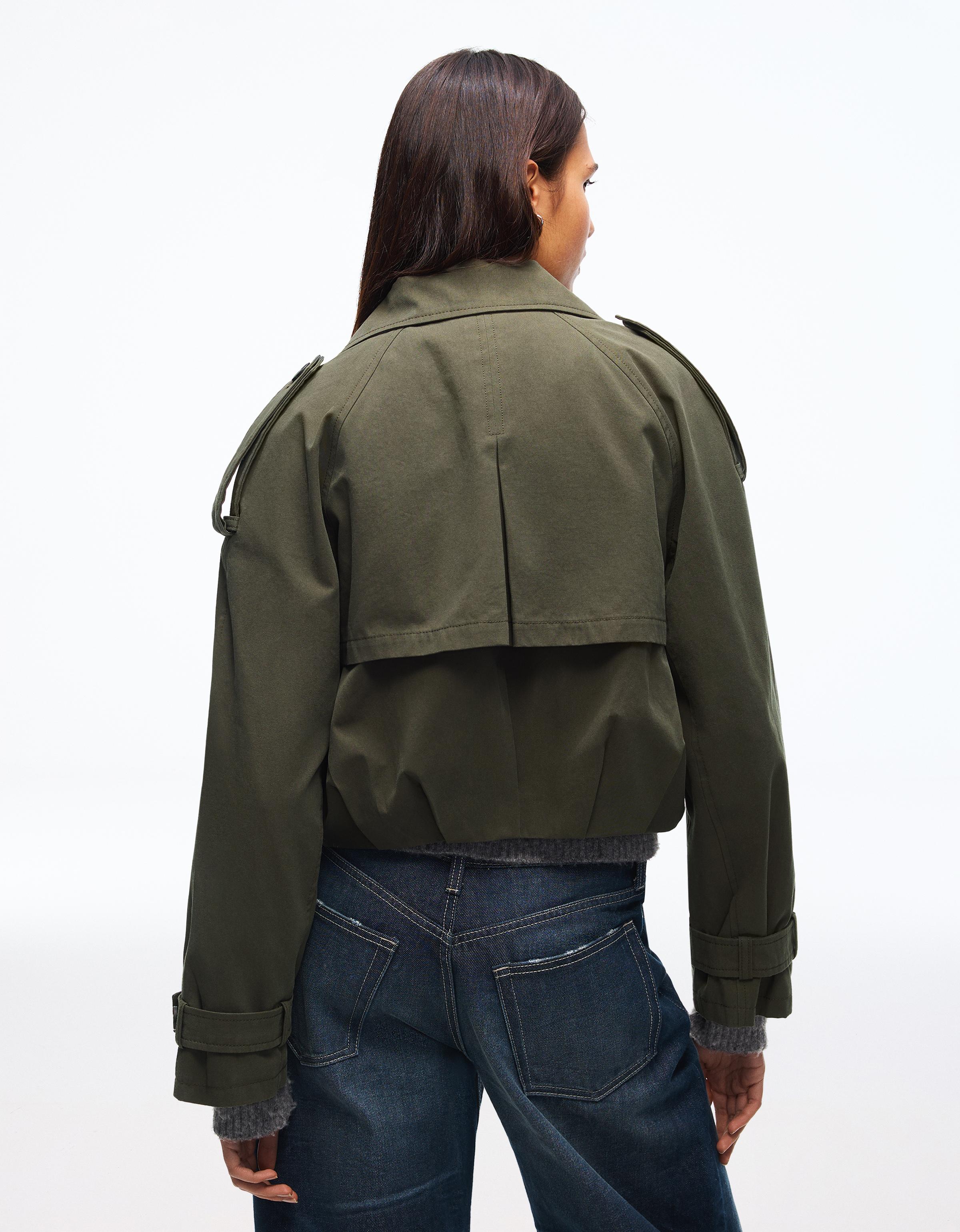 Balloon effect cropped trench coat — Khaki