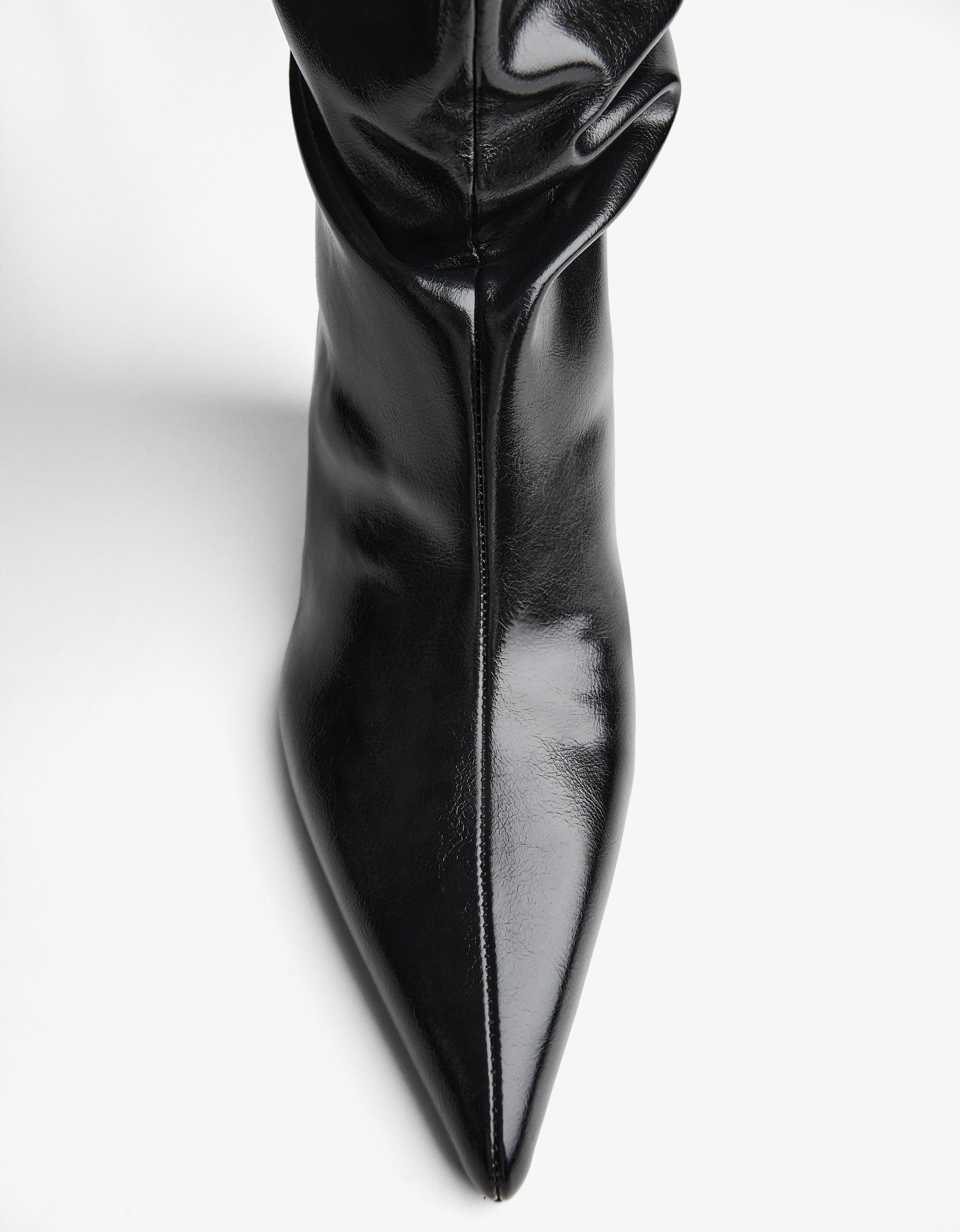 Bottes Femme Cuissardes à Talon Compensé - Taille 9, Couleur Bronze, Bout Ouvert - Occasion