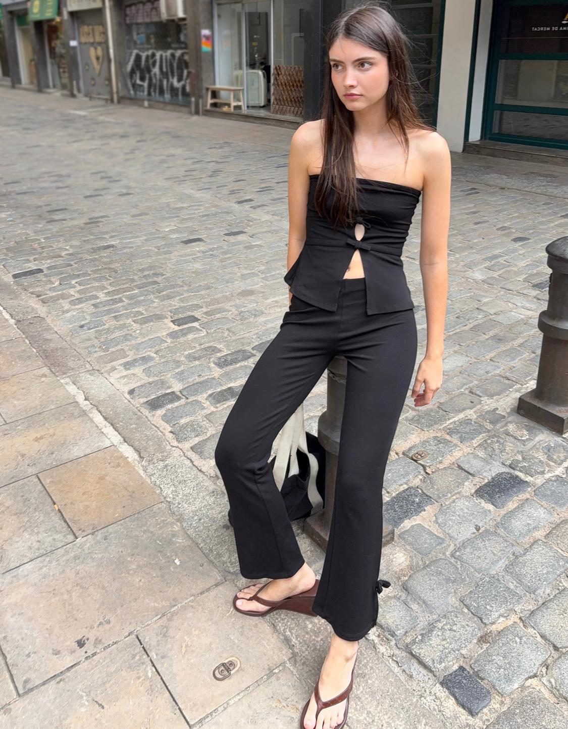 Kick flare trousers with bows