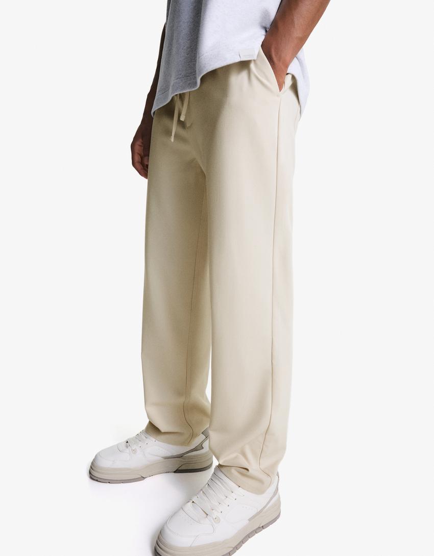 Calças retas jogger tailored fit-Cru-2