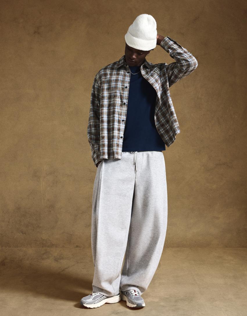 Camisa oversize cuadros-Azul claro