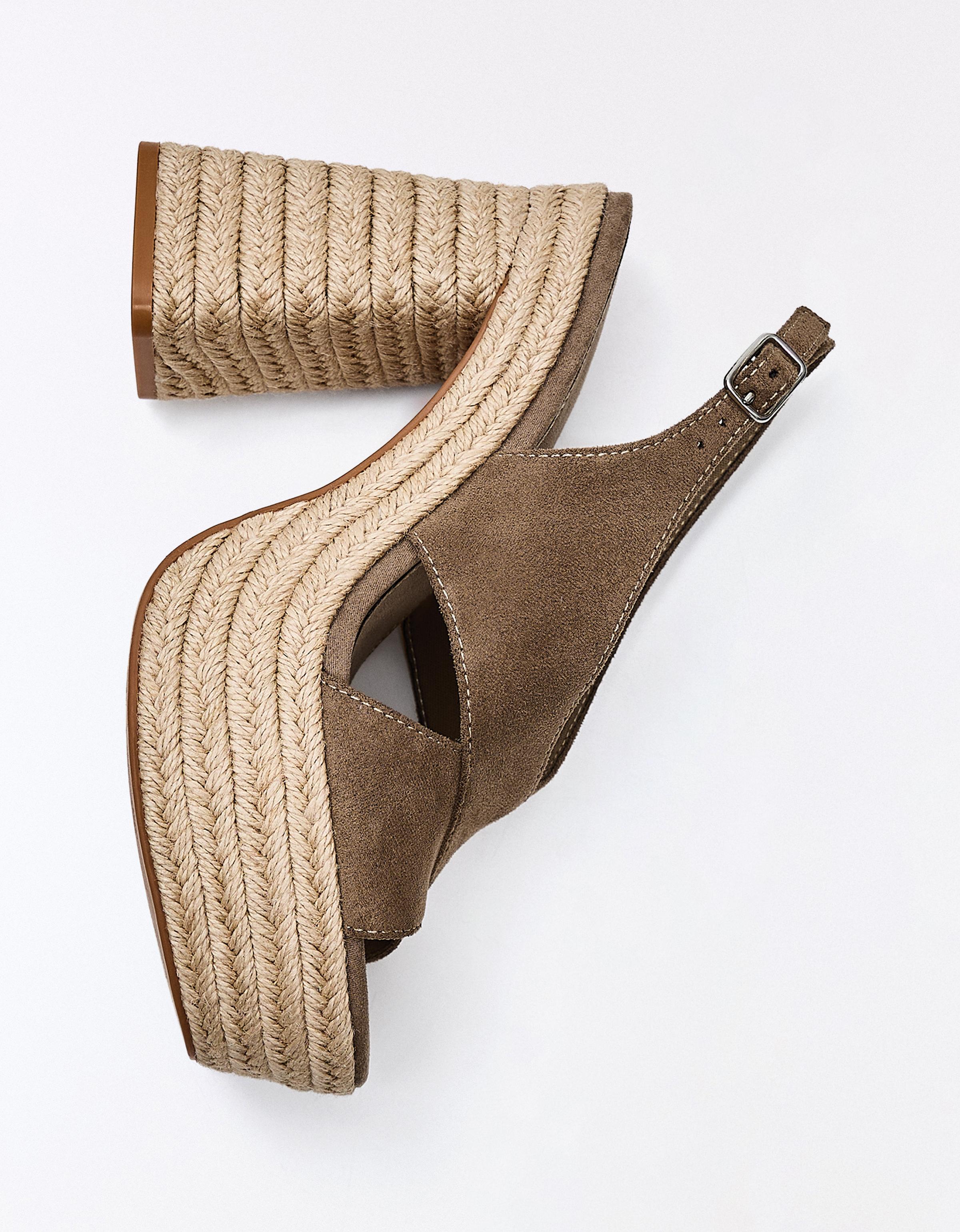 Jute platform heeled sandals — Brown