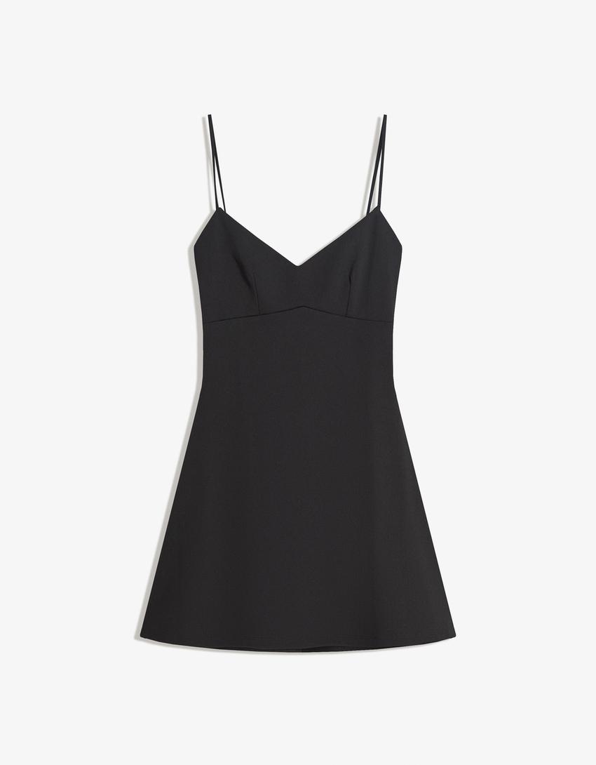 Mini-jurk met bandjes-Zwart