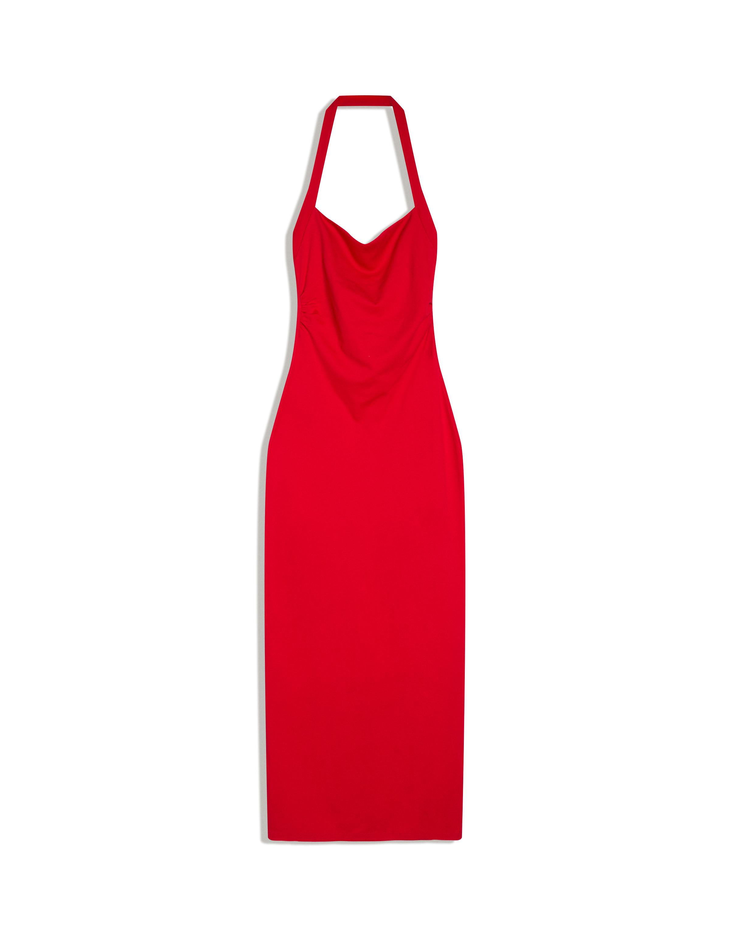 Halterneck midi dress — Red
