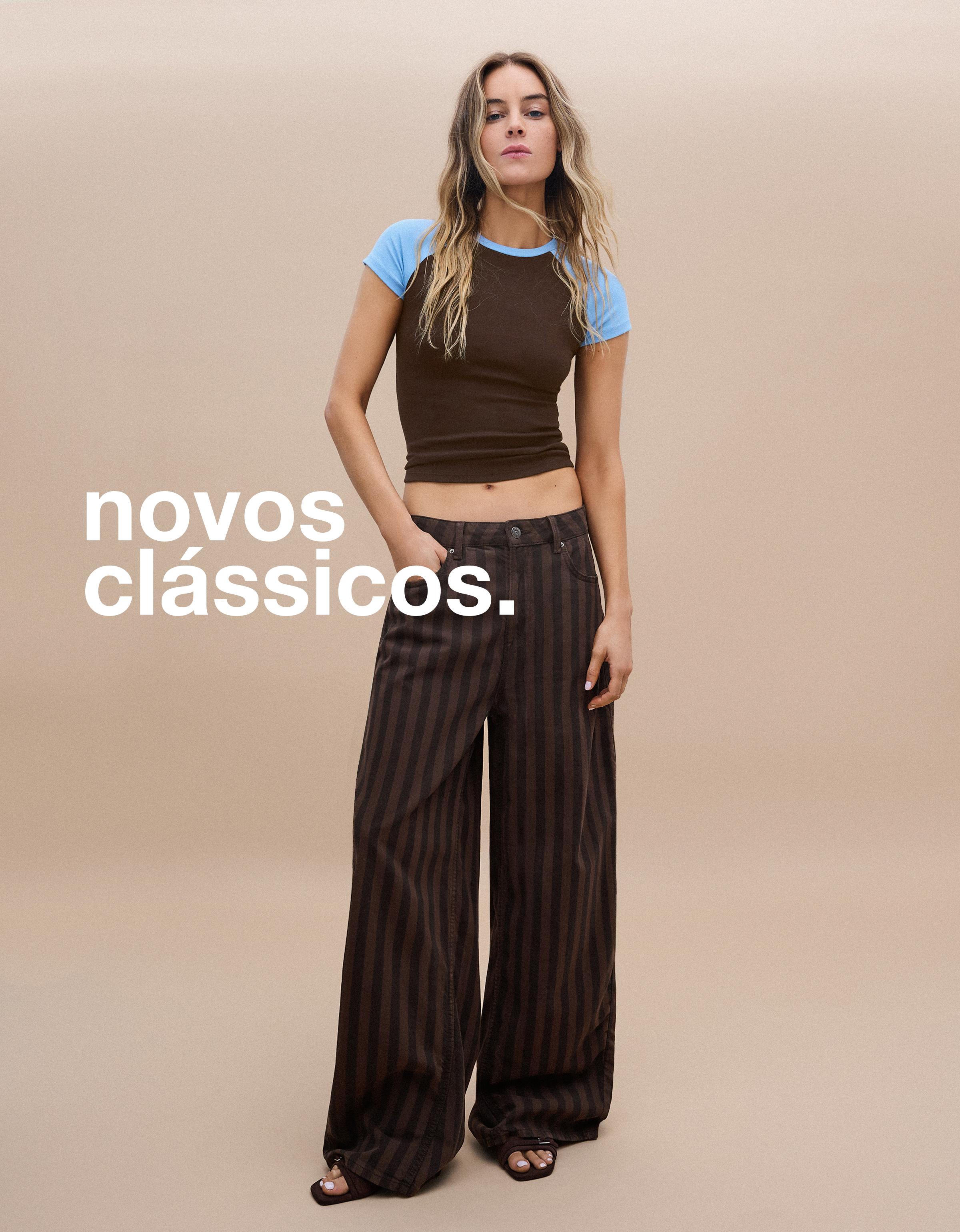 Stripe barrel trousers — Brown