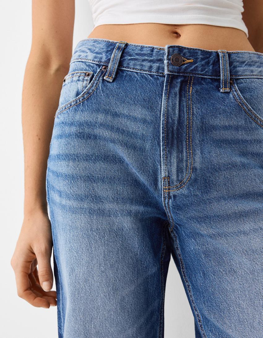 بنطال جينز نمط التسعينيات ممزق واسع الساقين-أزرق-5