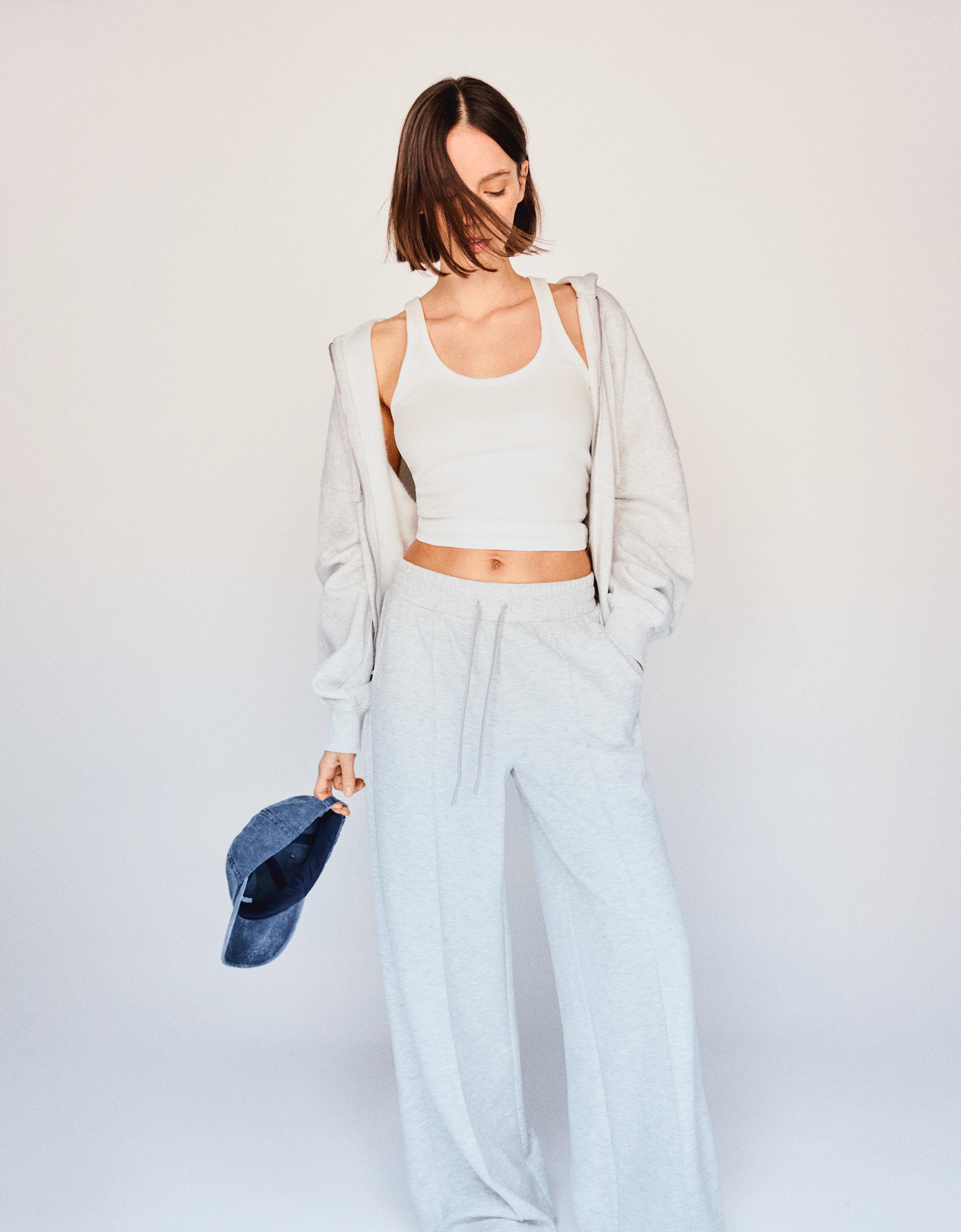 Yumuşak dokulu geniş paça pantolon - Görsel 90