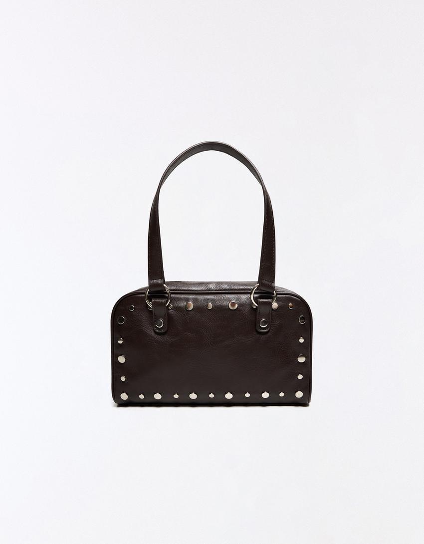 Bolso Bowling tachas-Marrón