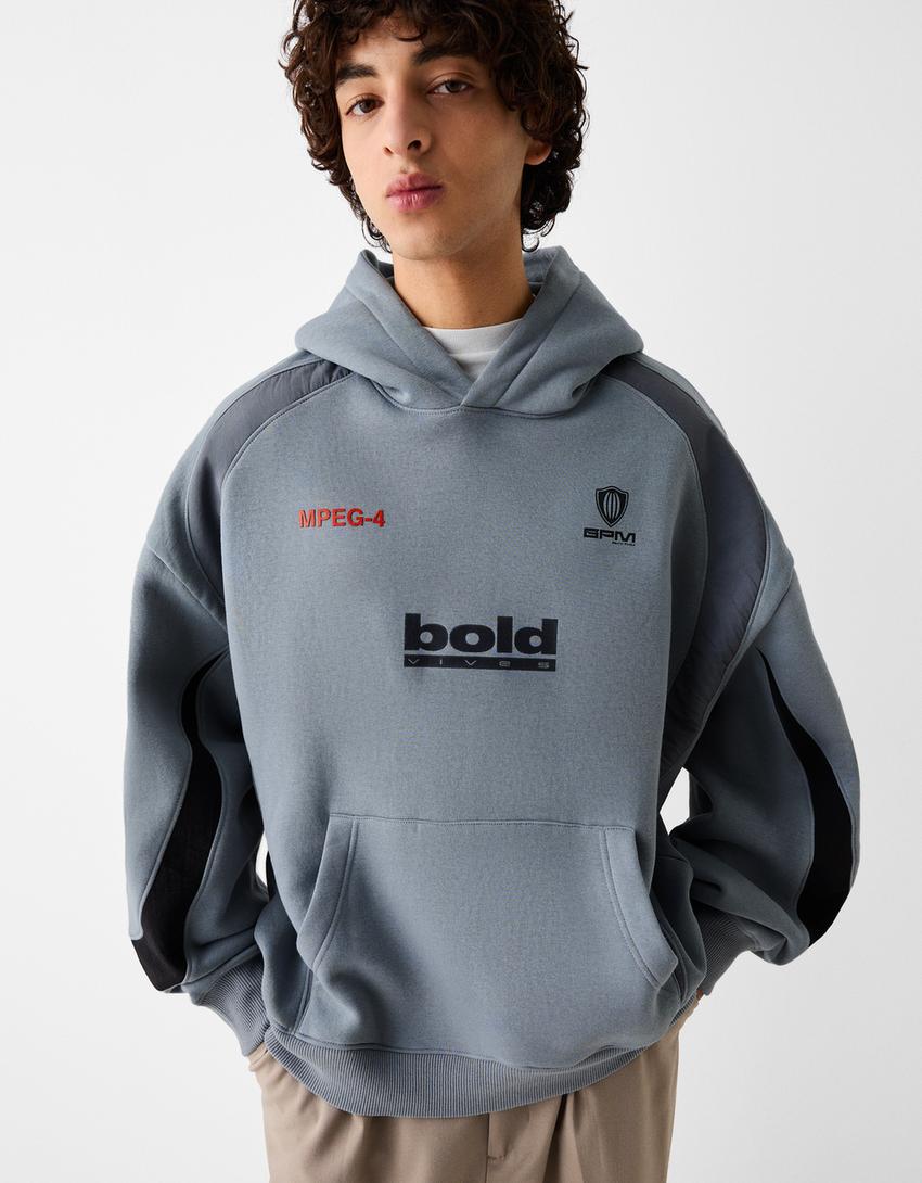 Sweat capuche imprimé-Gris foncé-2