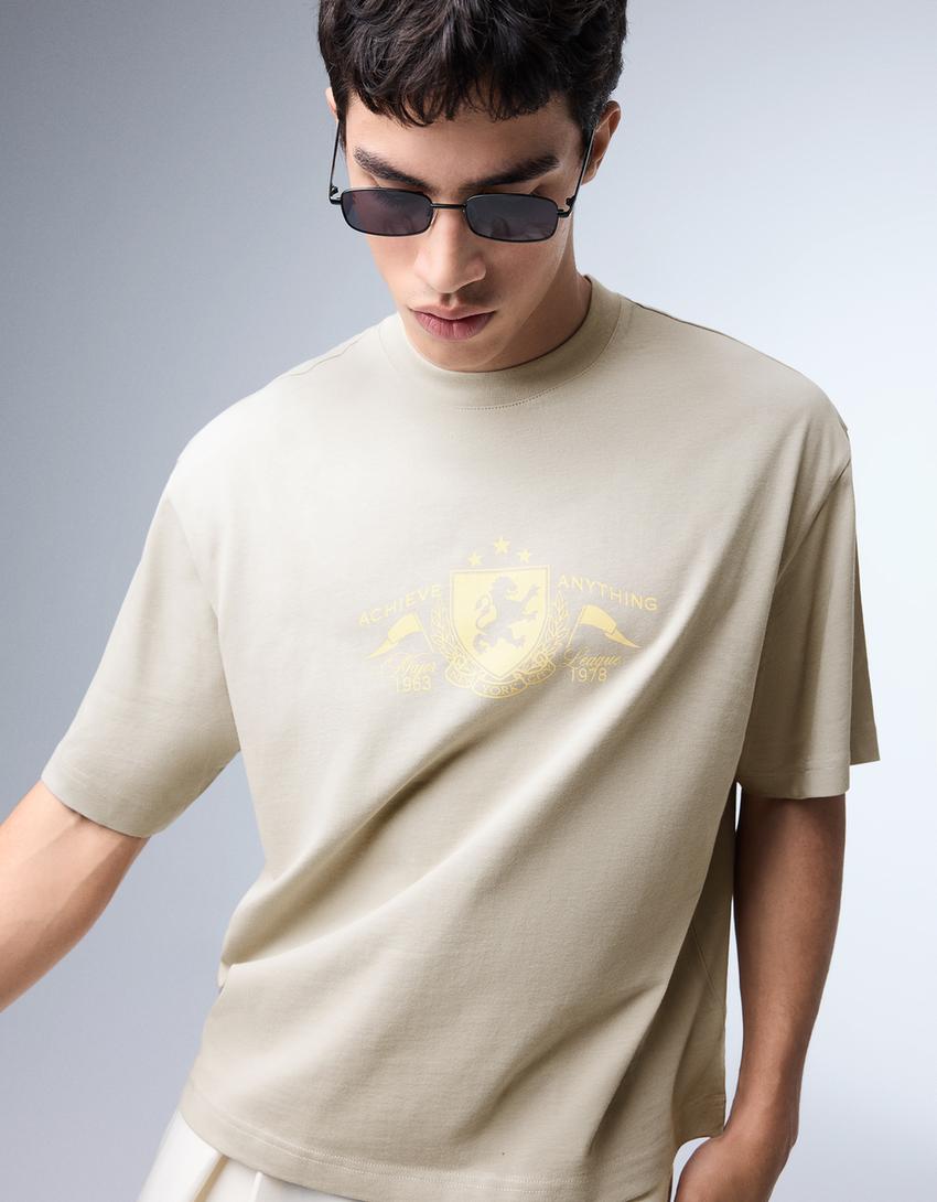 Relaxed fit printed T-shirt-Stone