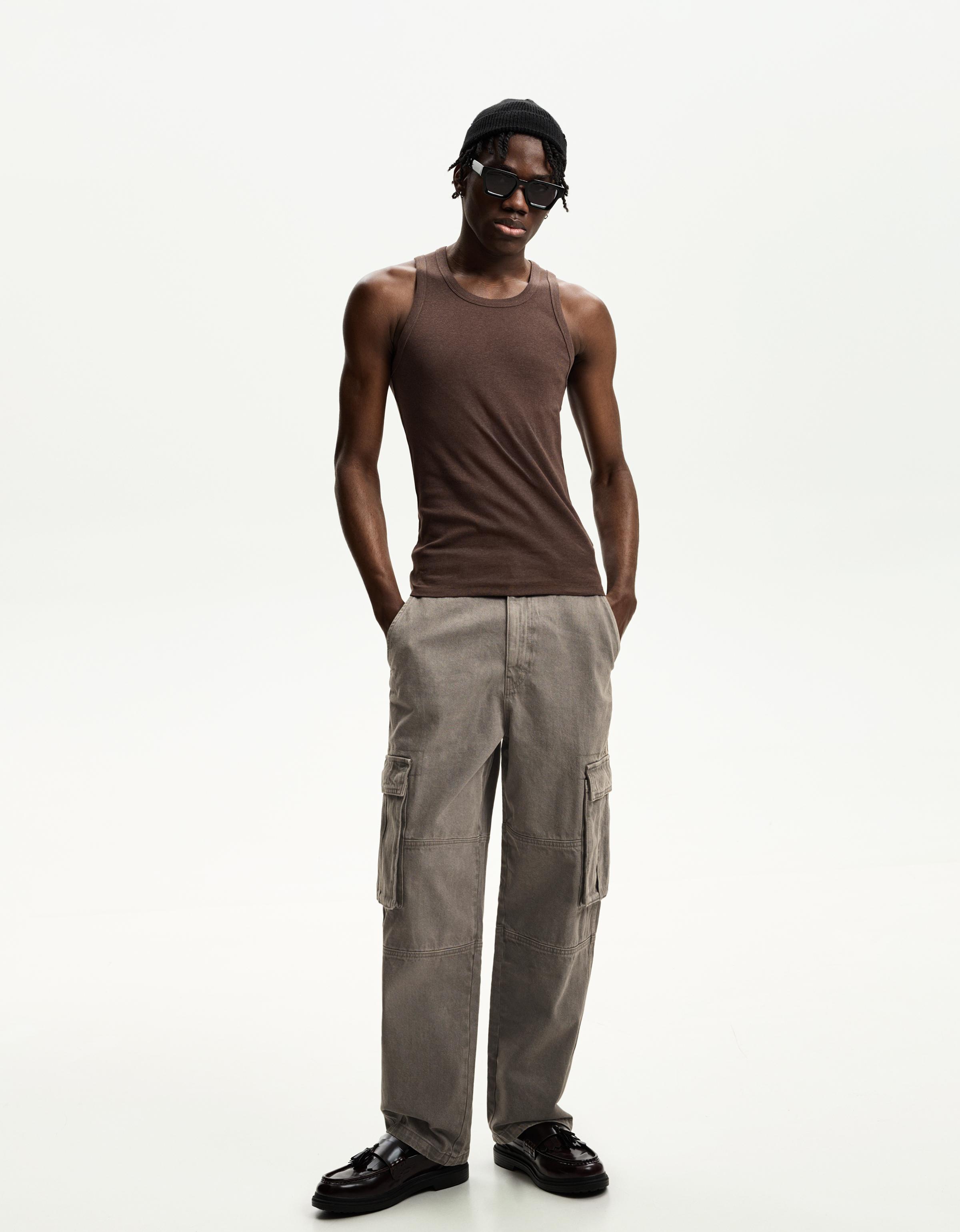 Bershka Cargohose Im Baggy-Fit Herren 40 Grau