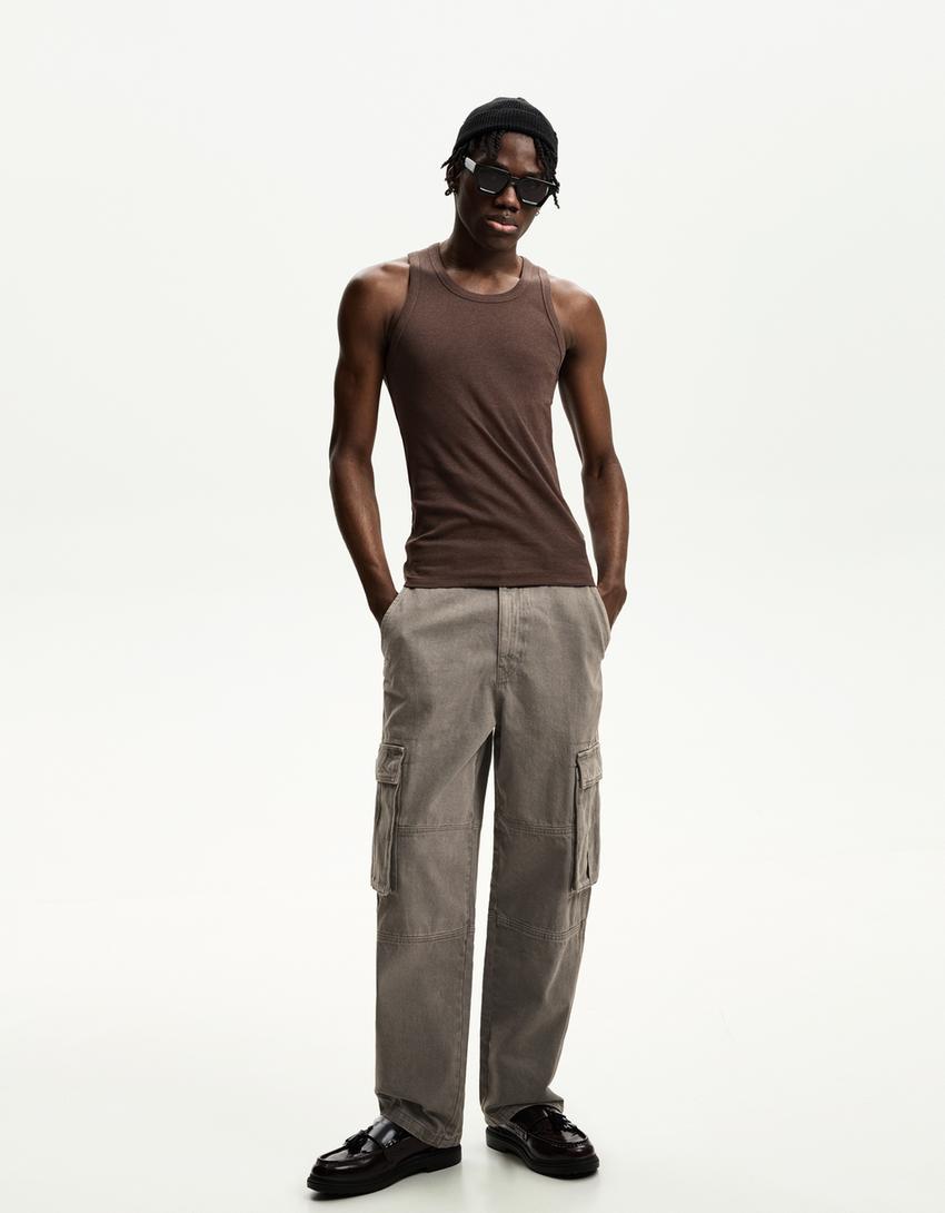 Pantalon Jogger Pantalones Cargo Outfit Hombre Bershka Relaxed-fit
