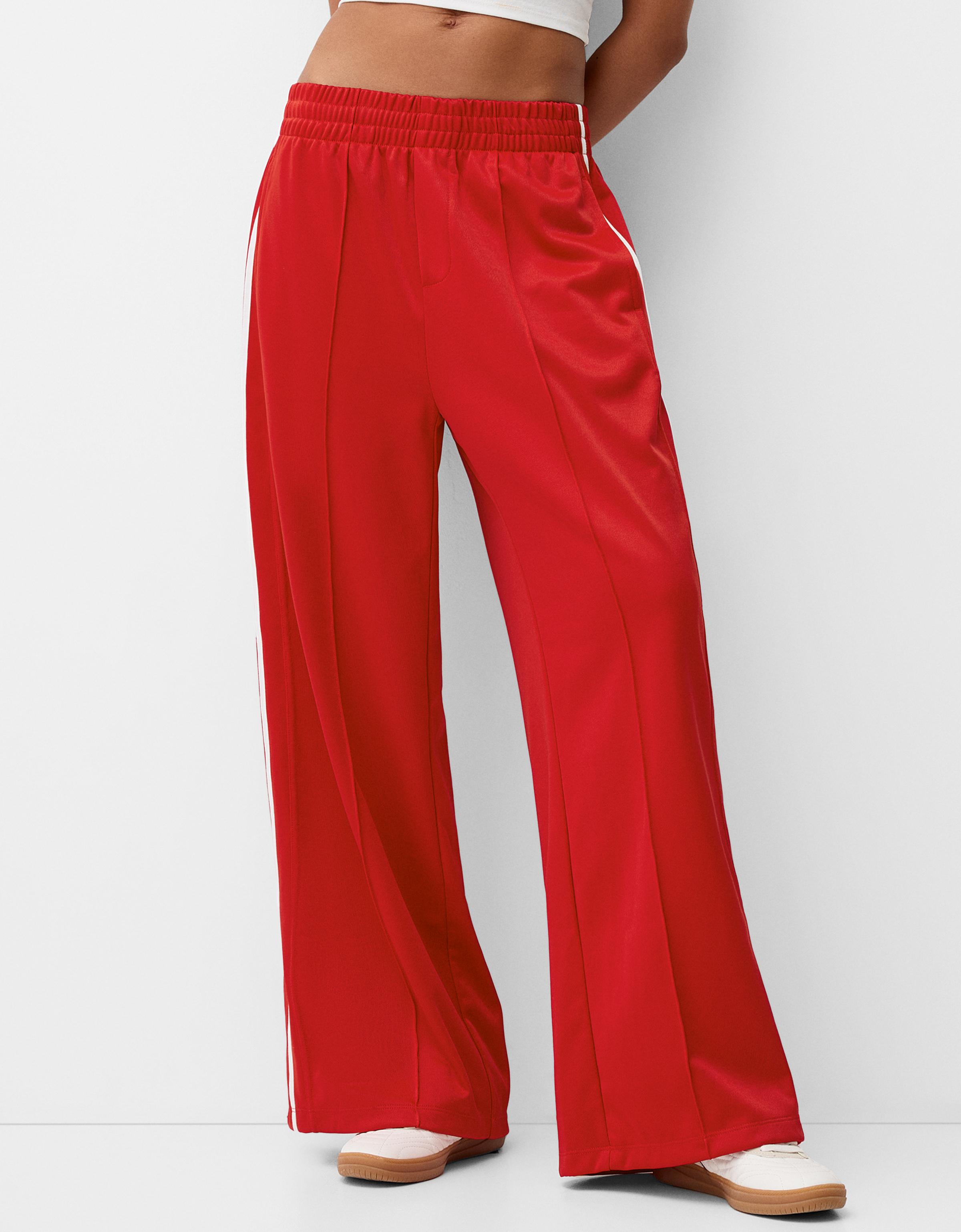 Bershka Hose Mit Seitlichem Streifen Damen M Rot