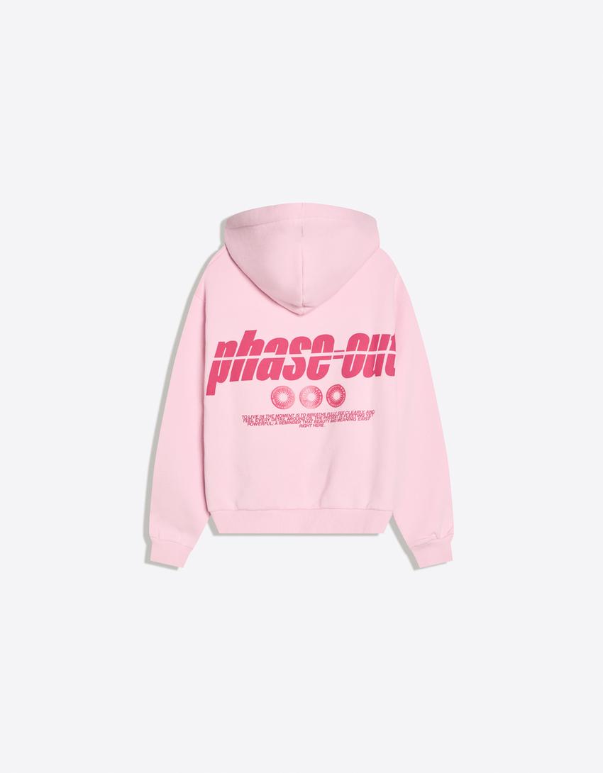 Kapuzenpullover mit Print-Rosa