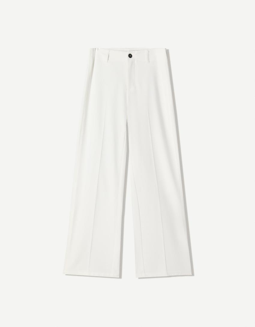 Pantalón wide leg-Blanco-3