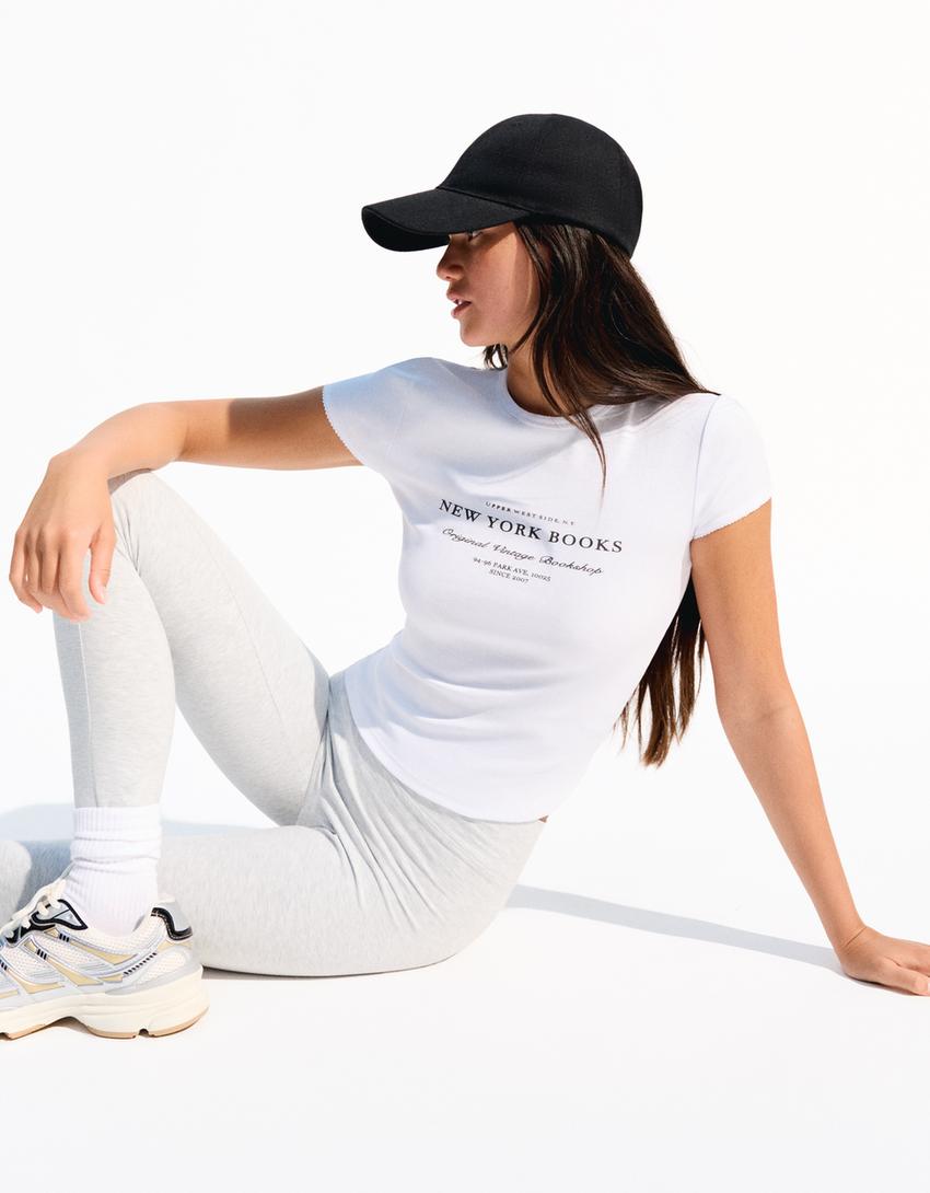 T-shirt manches courtes imprimé-Écru-1