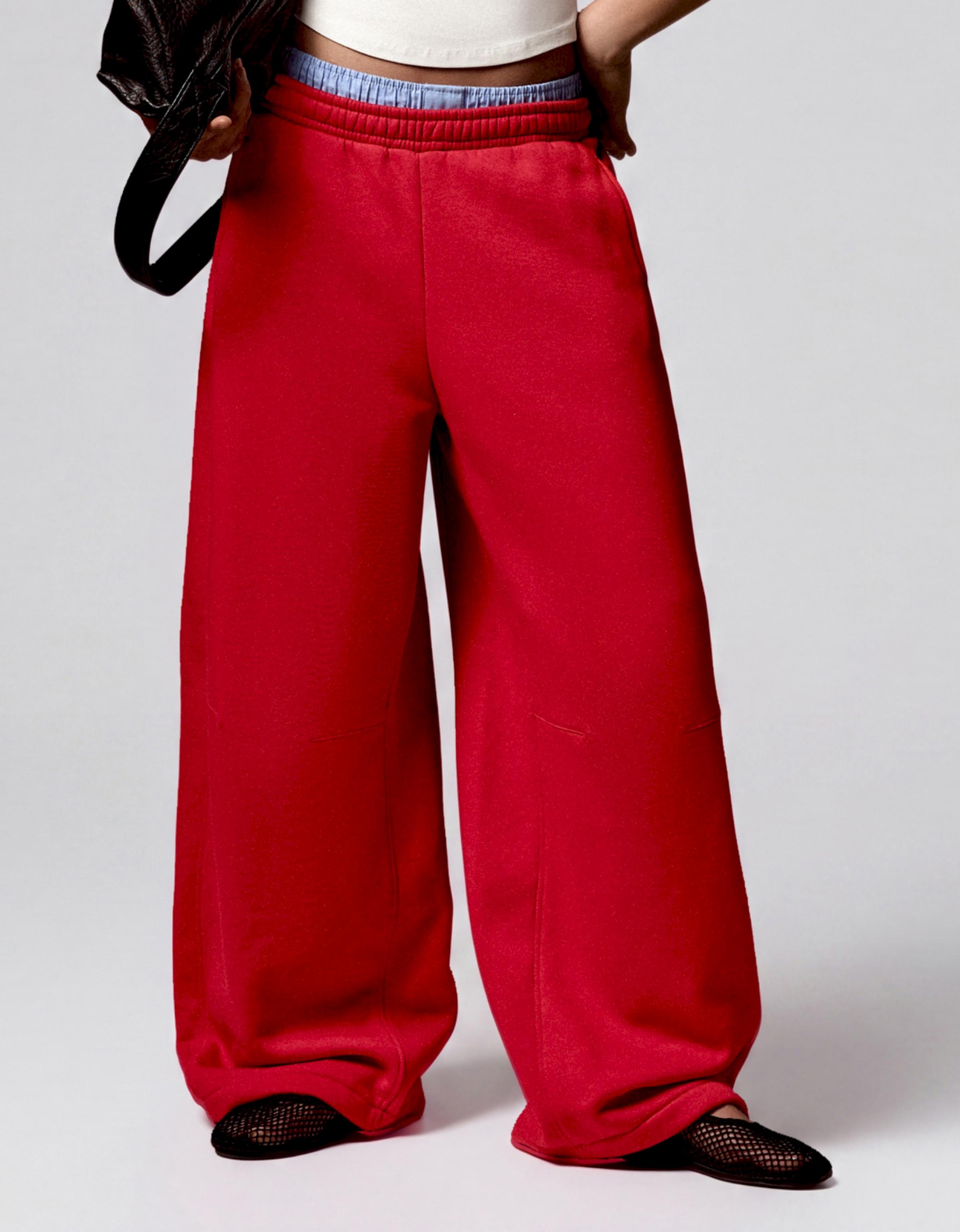 Plush parachute trousers — Red