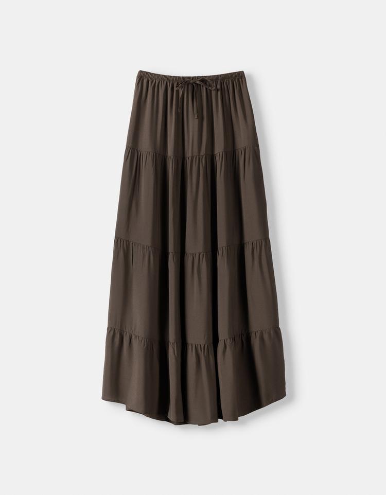Beli lastikli midi etek