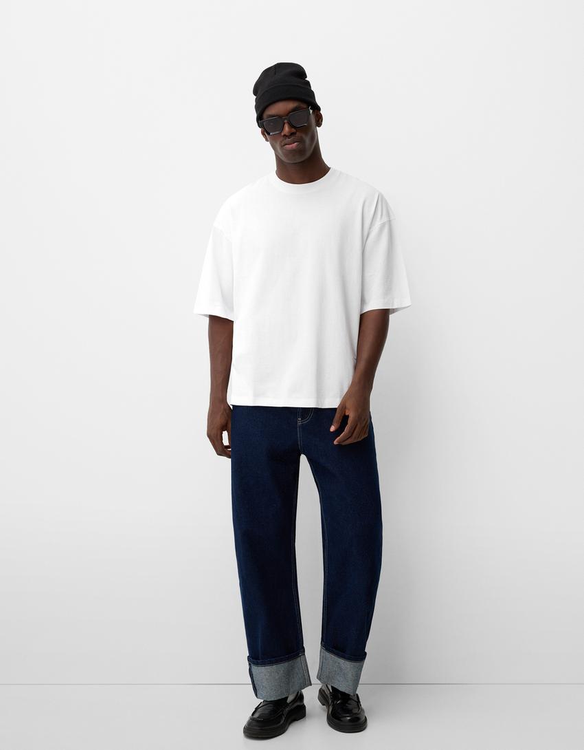Oversized T-shirt met korte mouw-Wit