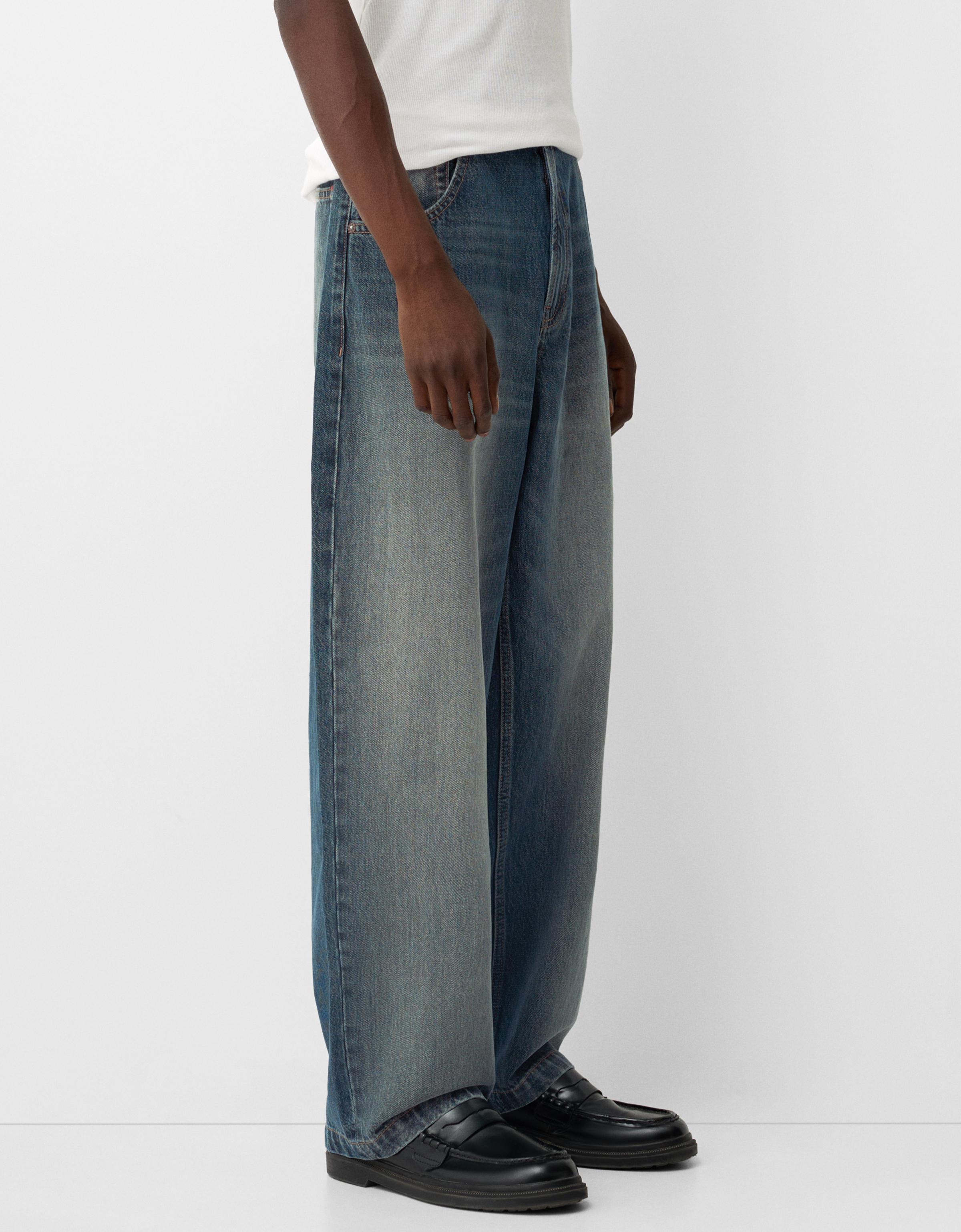 Bershka Super-Baggy-Jeans Herren 46 Grün