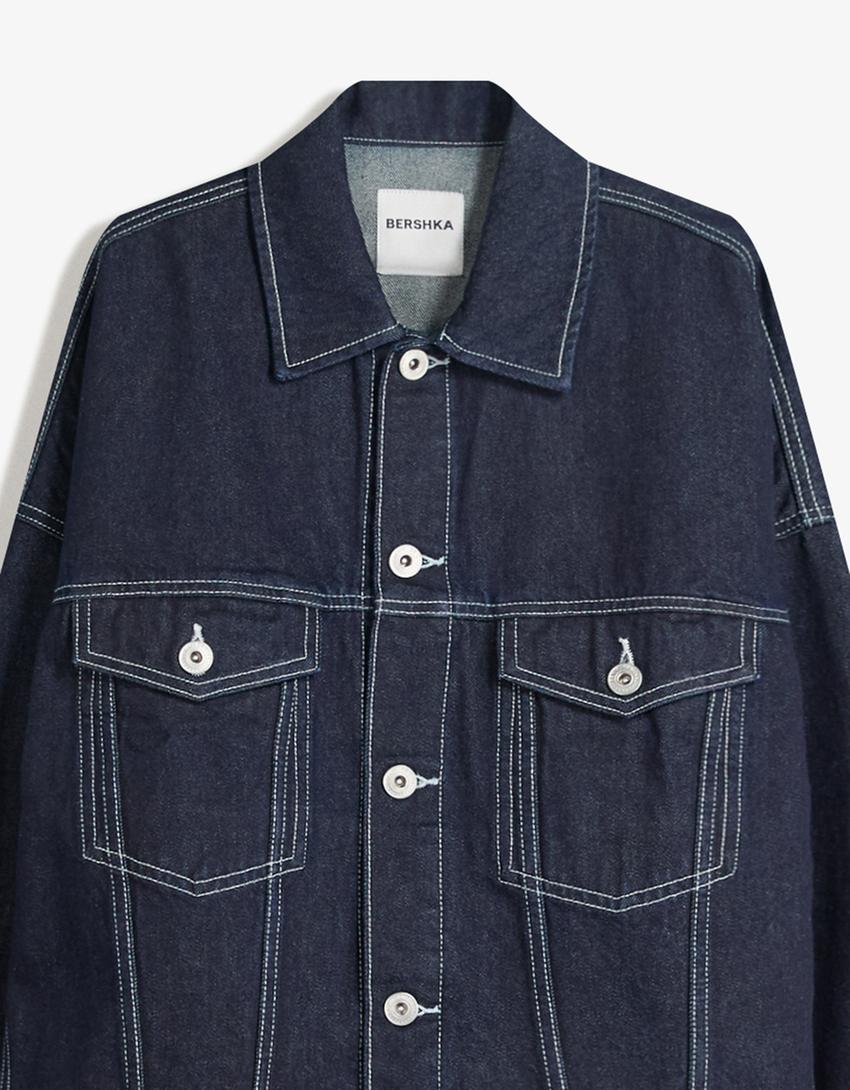 Cazadora denim trucker-Marino