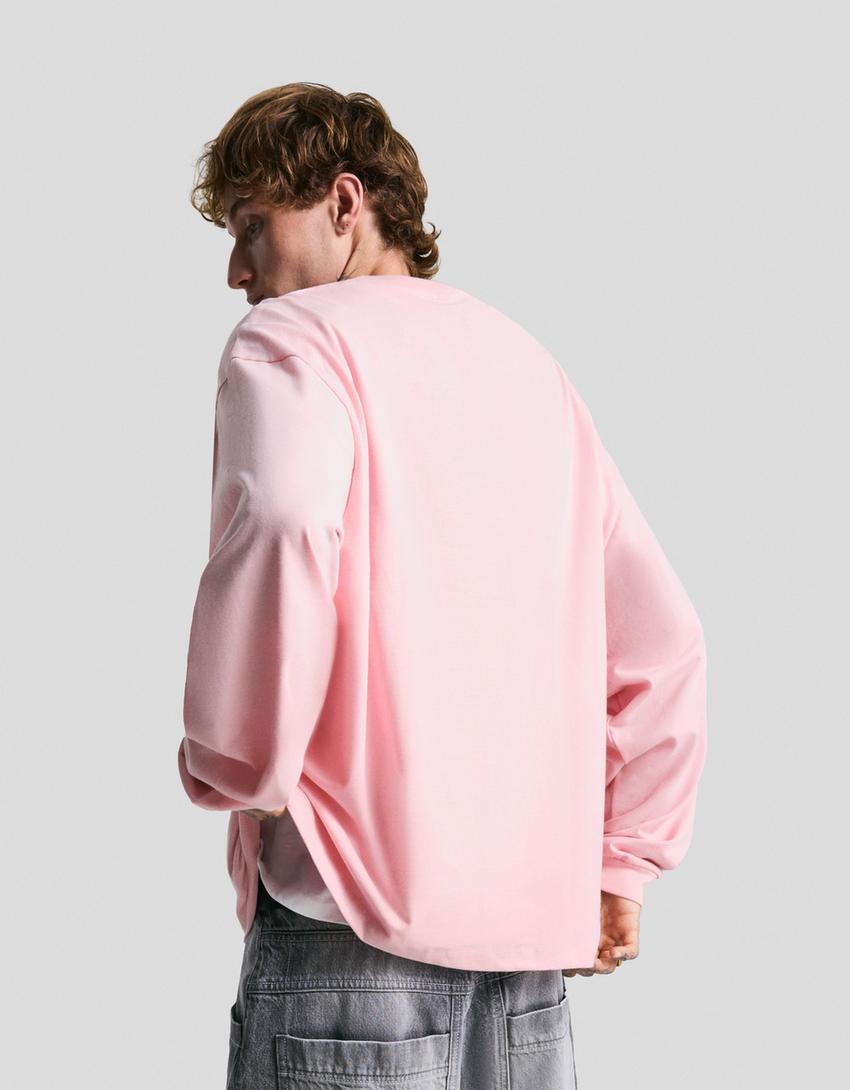Camiseta manga larga boxy-Rosa-1