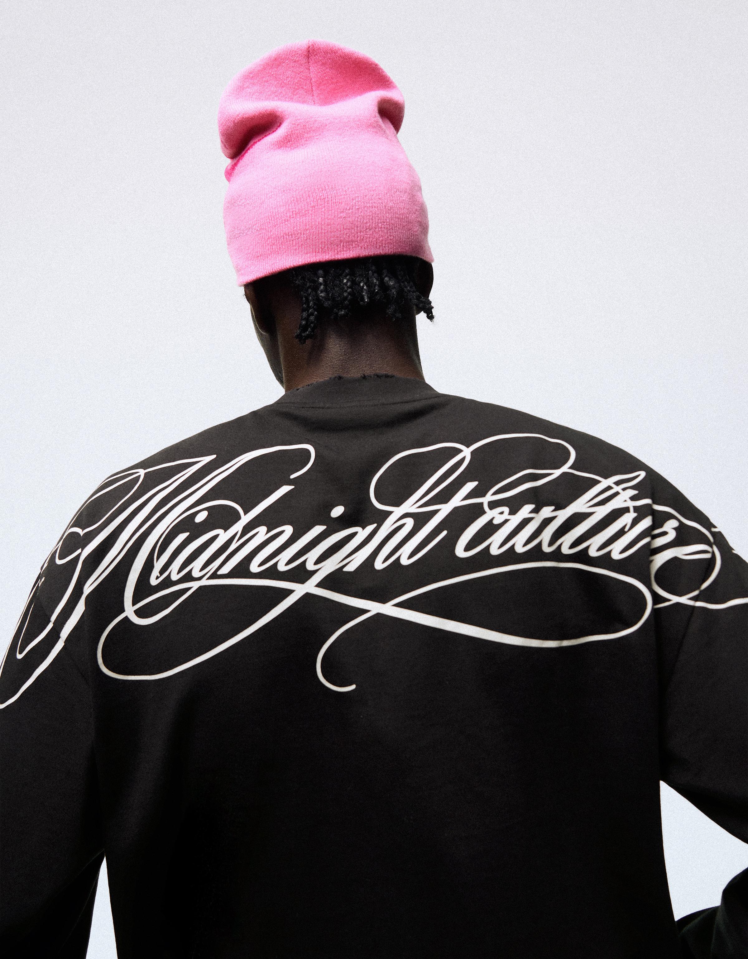 Stripe print long-sleeved T-shirt — Dark grey