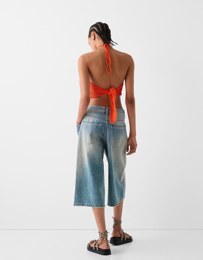 Çiçekli kroşe top-Turuncu-1