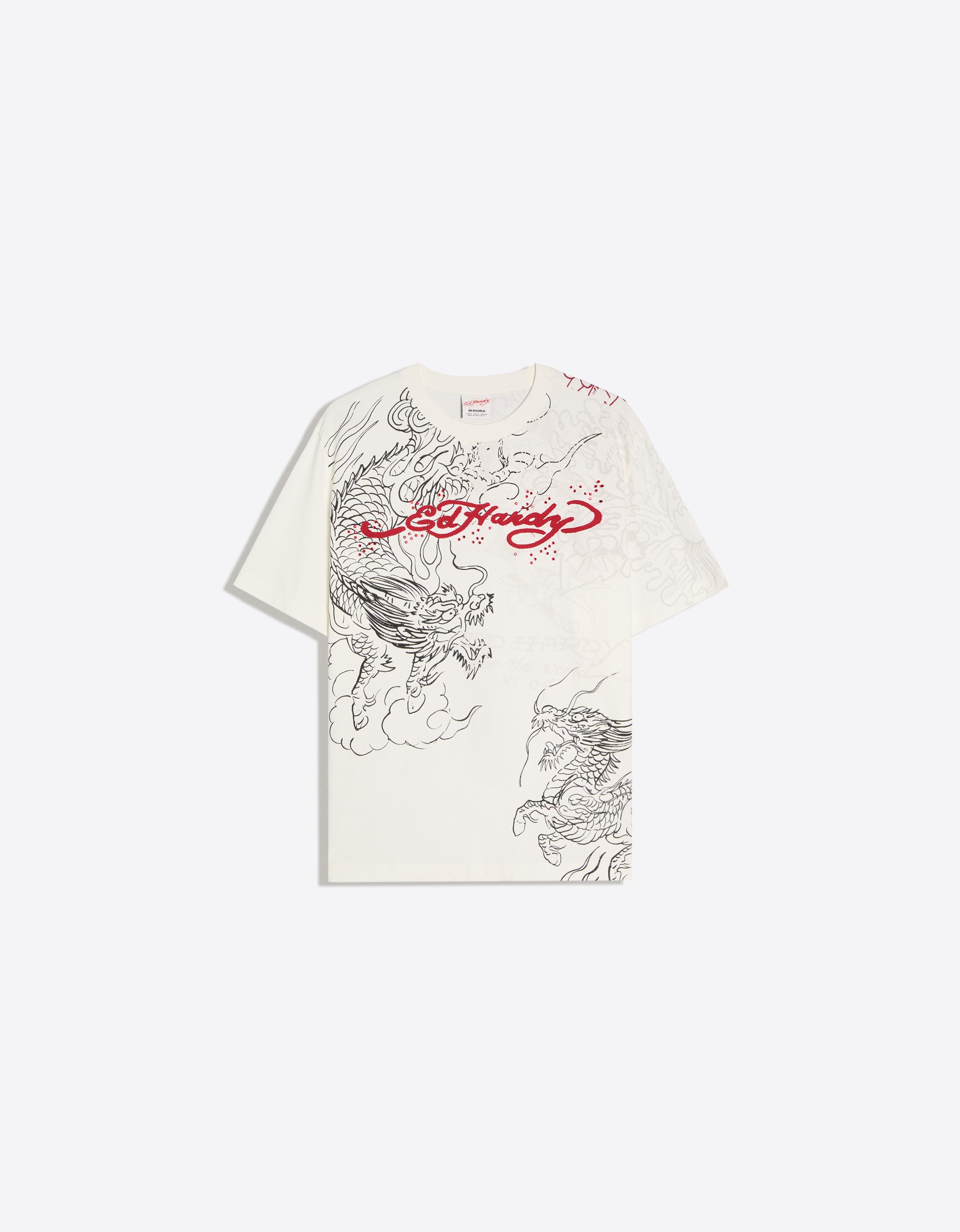 ED HARDY X BERSHKA print T-shirt - Men | Bershka
