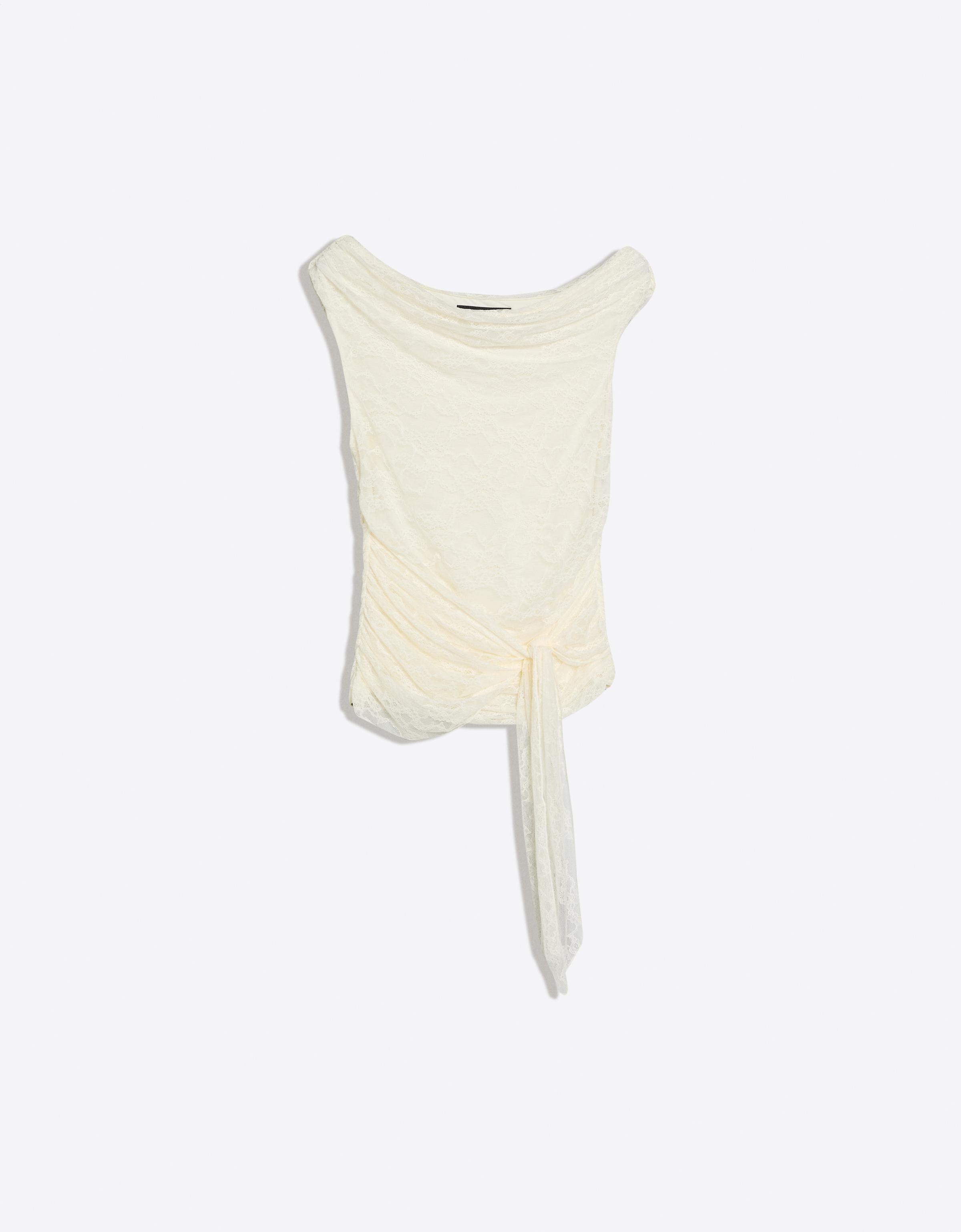 Dantelli drape bluz - Görsel 7