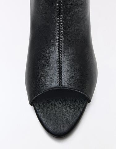 PEEP TOE HEELED ANKLE BOOTS — BLACK 4