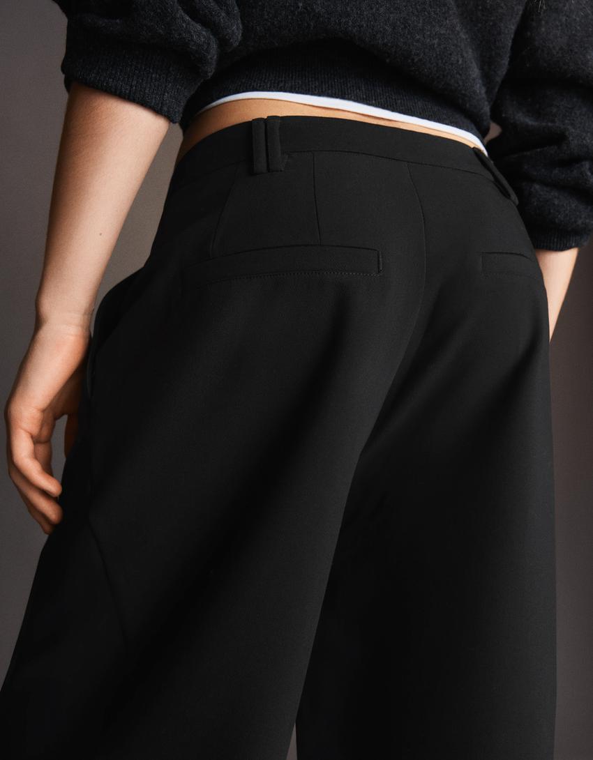 Pantalons volum doble tela-Negre