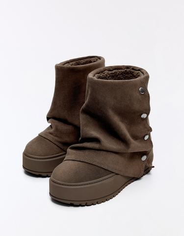 FUR-LINED TROUSER ANKLE BOOTS — Brown 4