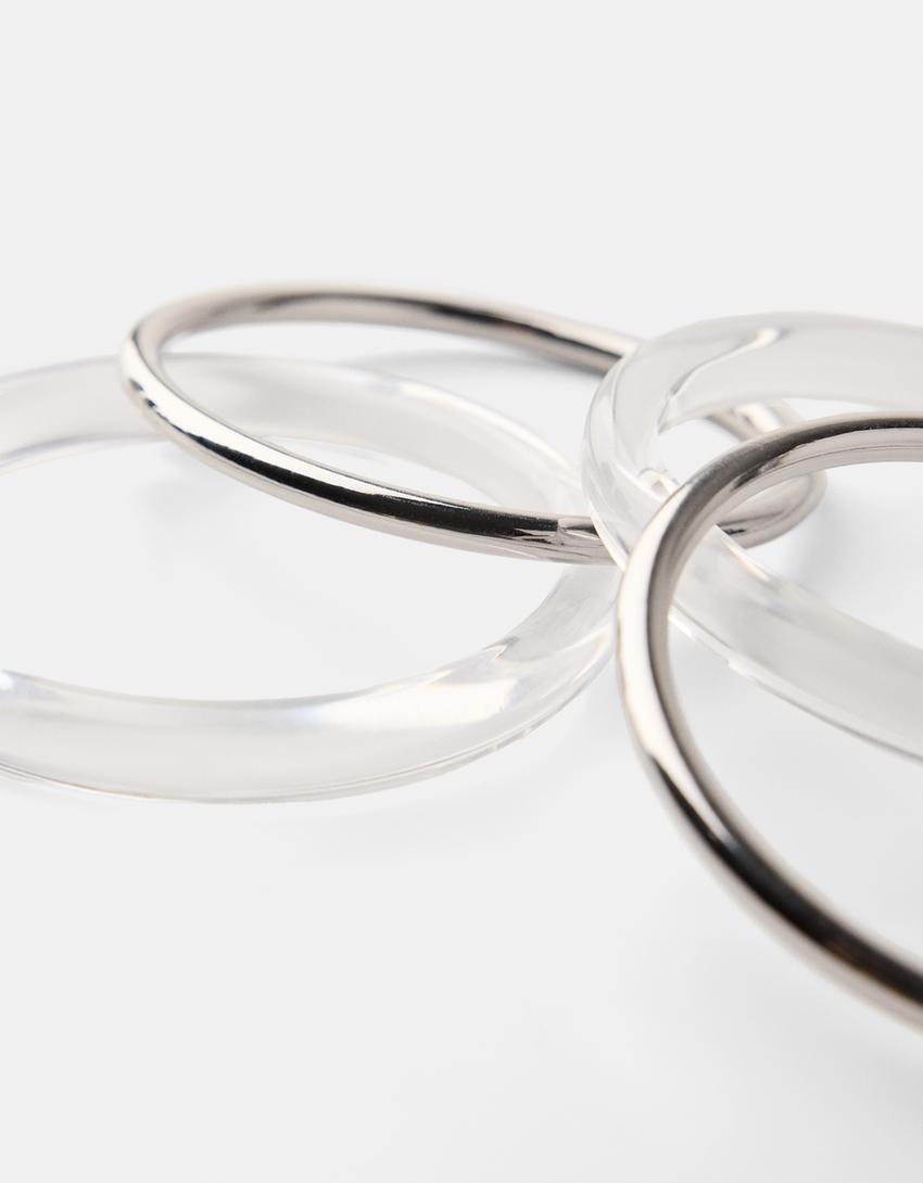 طقم من 9 أساور معدنية-فضي-2