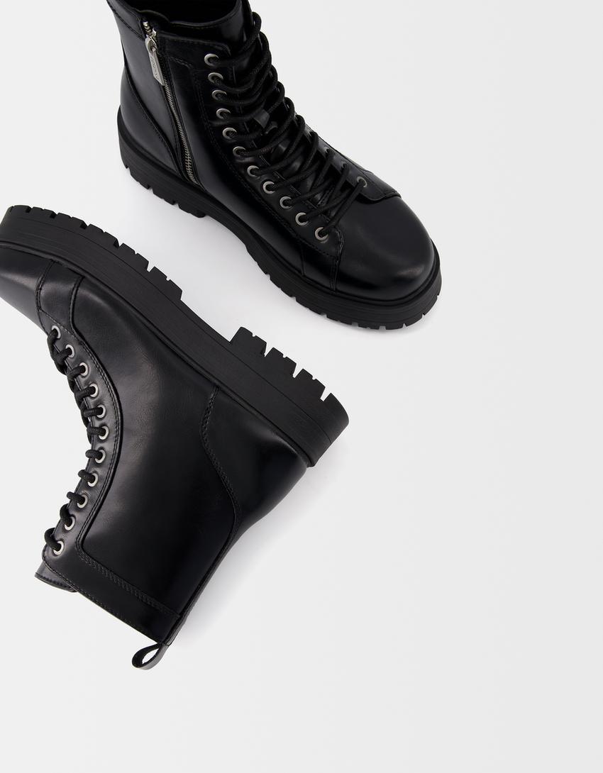 Lace-up track sole ankle boots - Men | Bershka