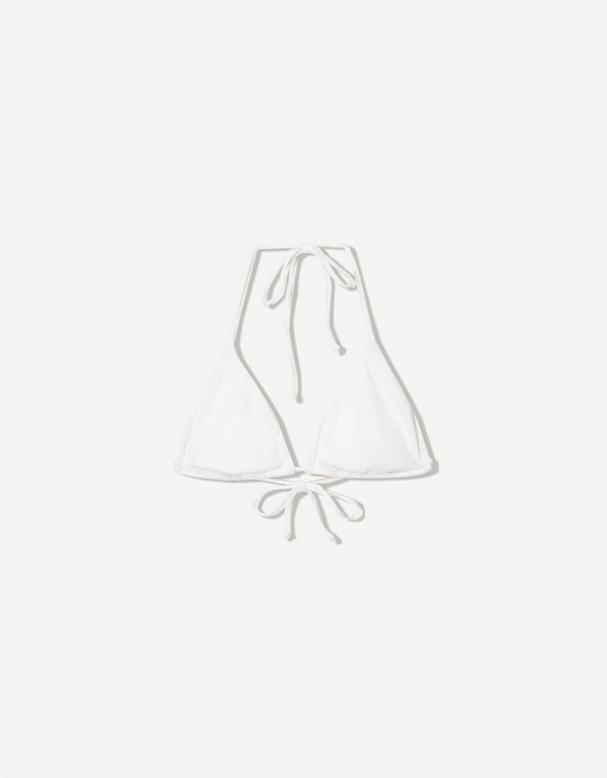 Haut de bikini côtelé-Blanc