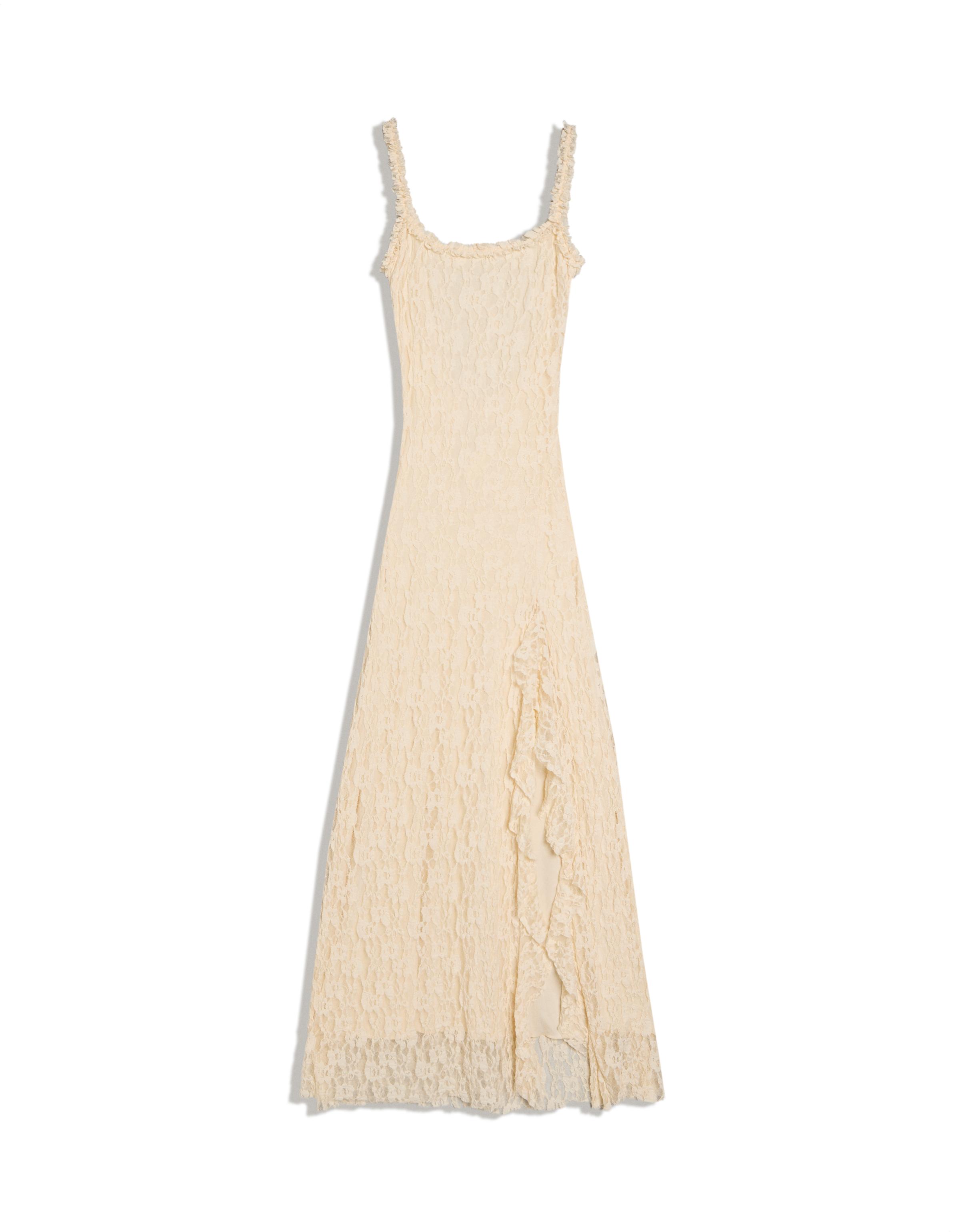 Lace midi dress — Cream