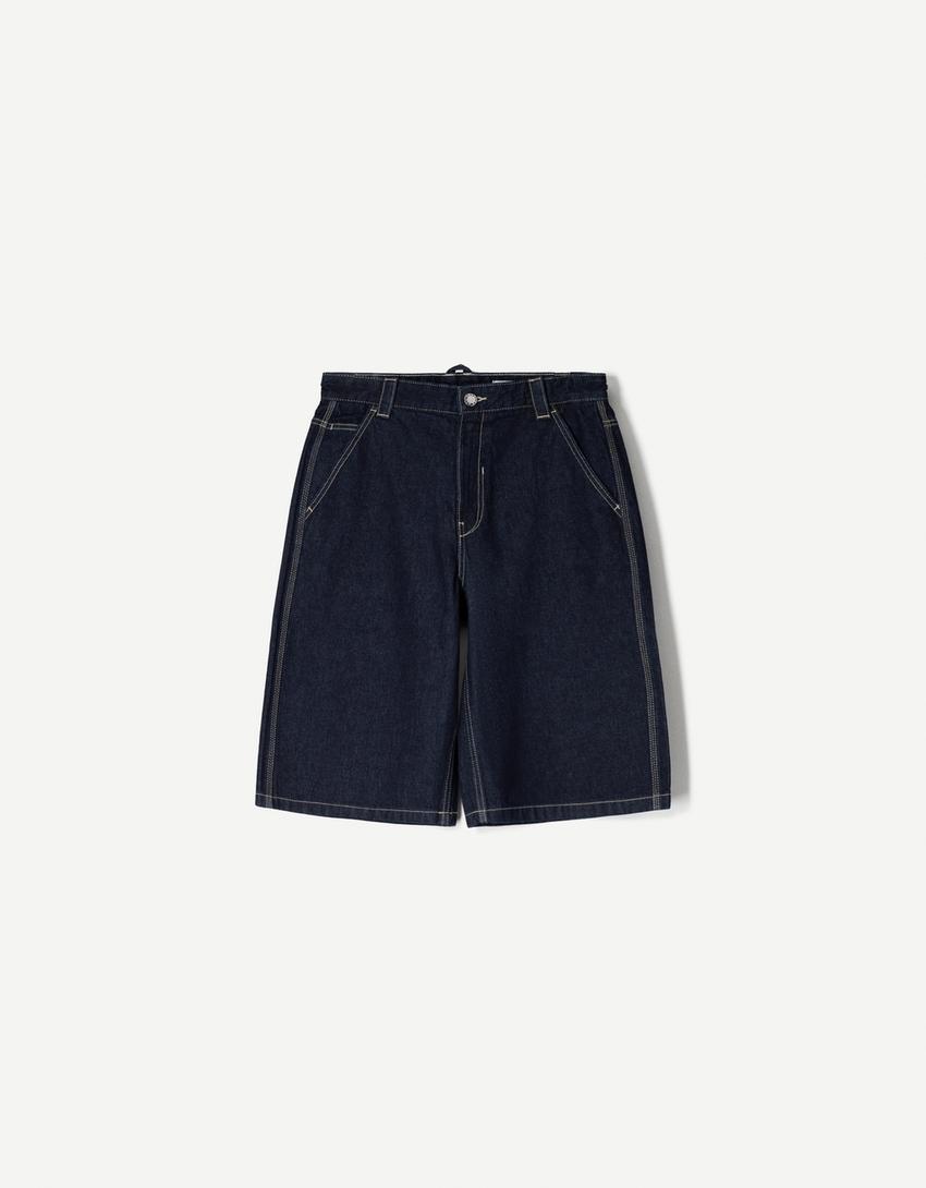 Bermuda jorts in denim skater-Marino-3