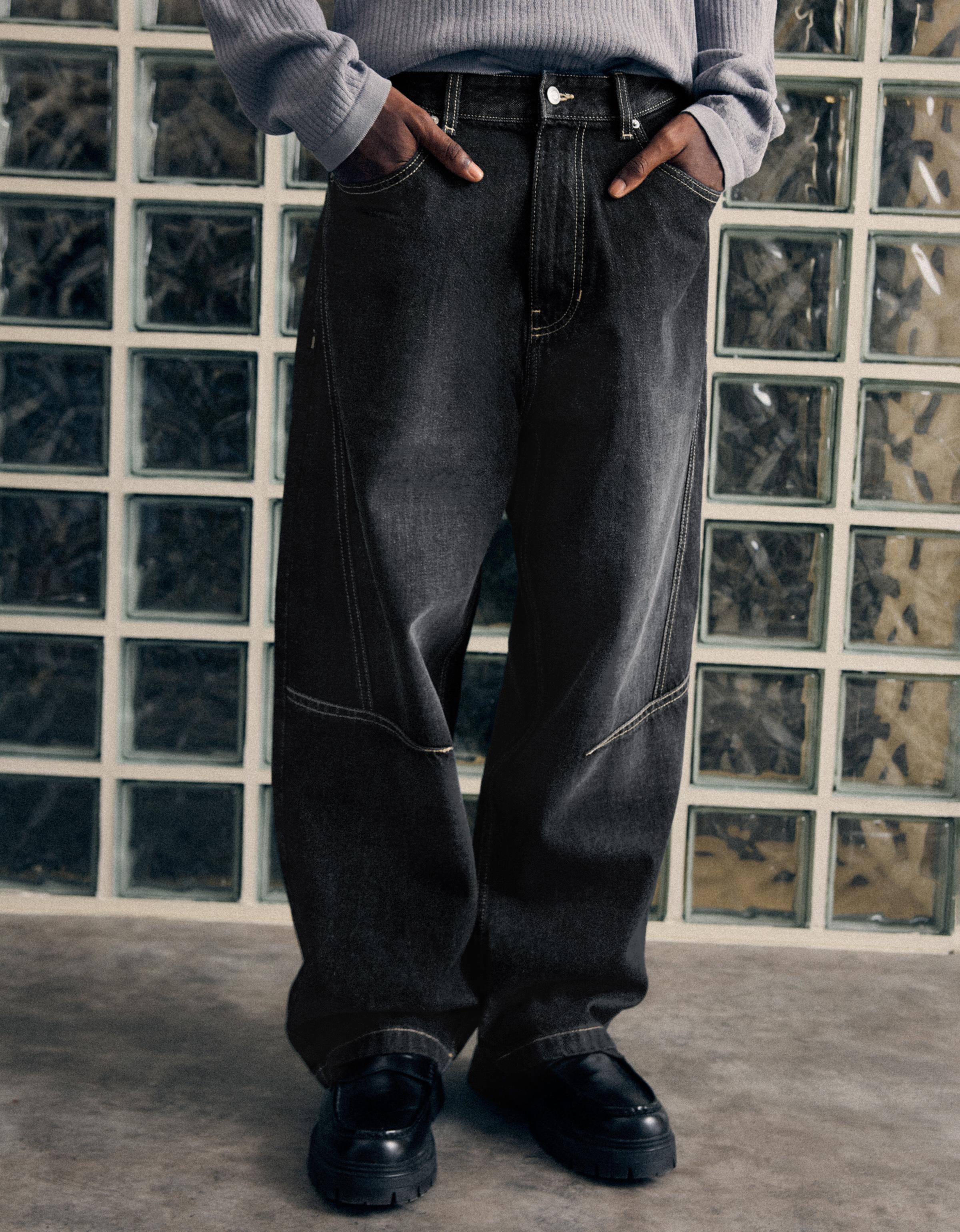 Balloon jeans with seam detail — Black