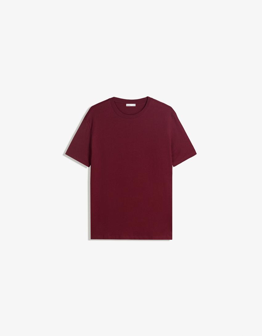 Camiseta manga corta básica-Granate